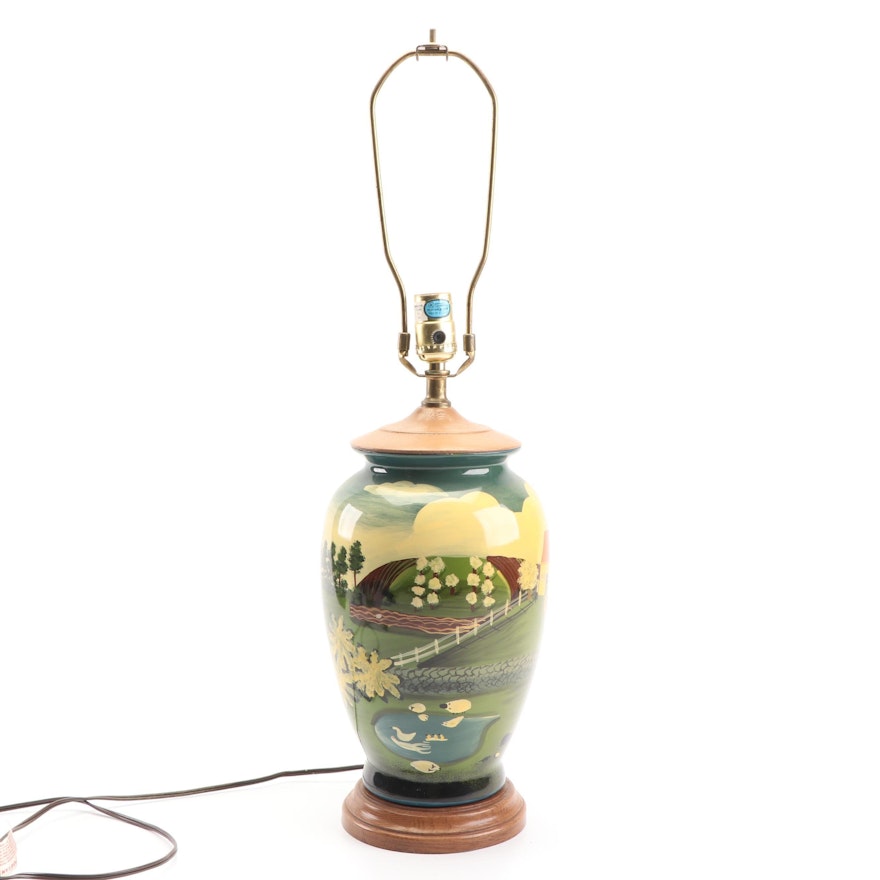 Reliance Lamp Company Hand-Painted Ceramic Urn Style Table Lamp