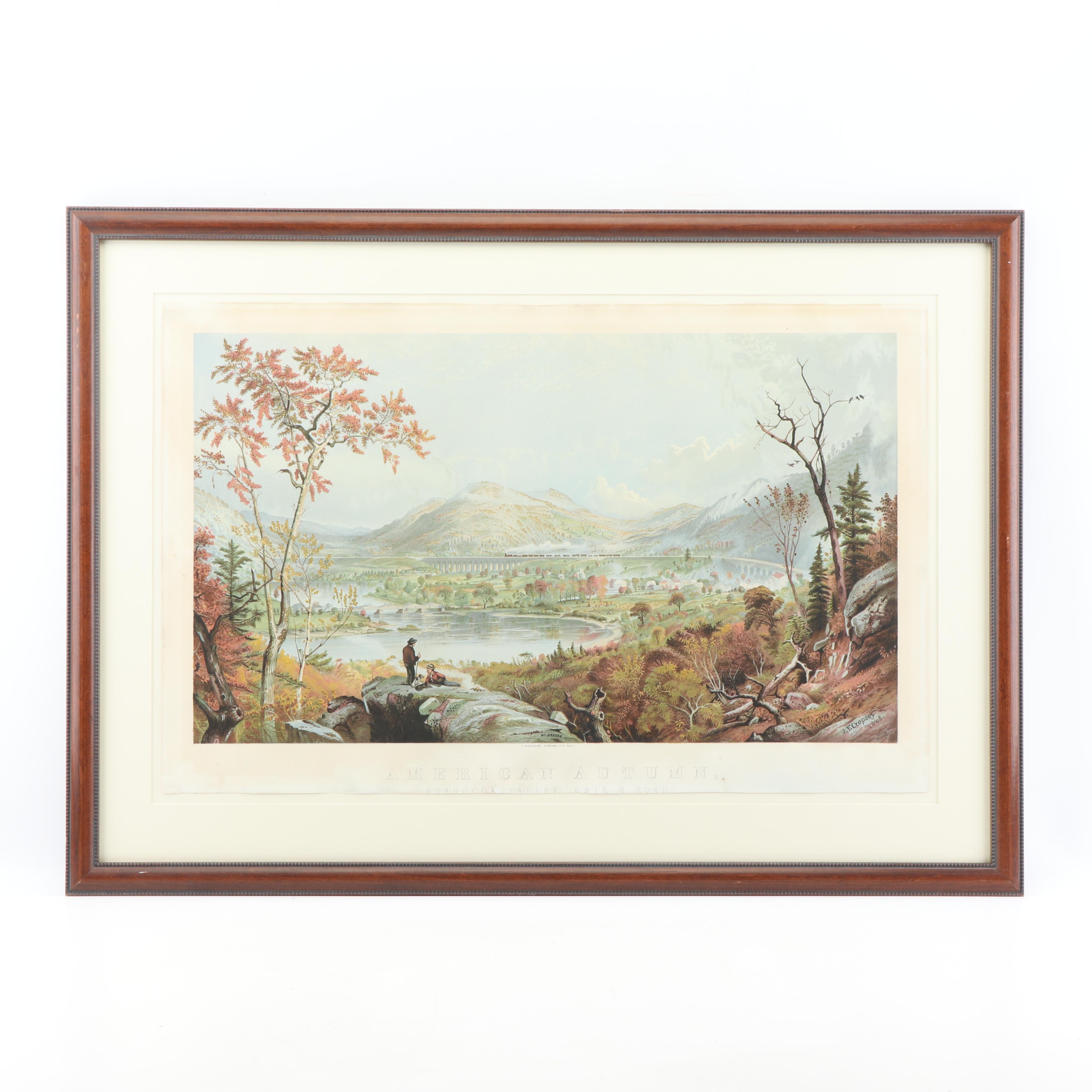 William Dresser Chromolithograph after Jasper Francis Cropsey  "American Autumn"