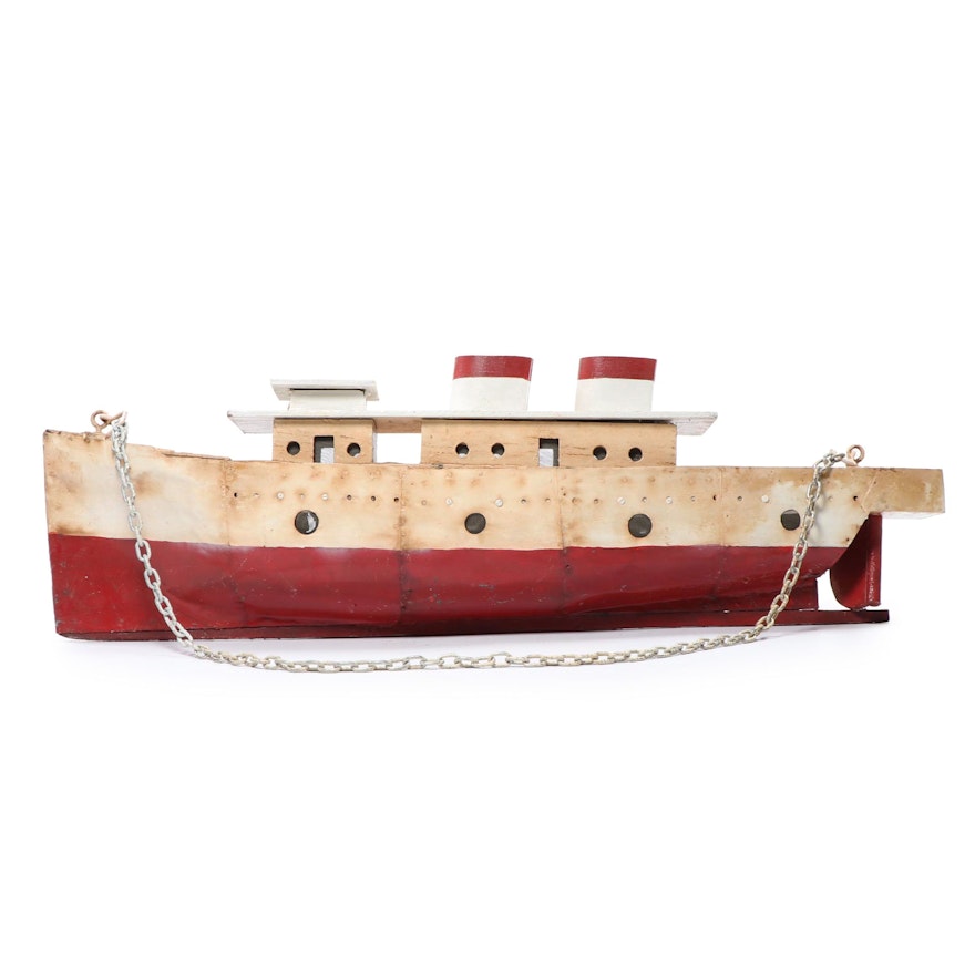 Large Handcrafted Steamship Model