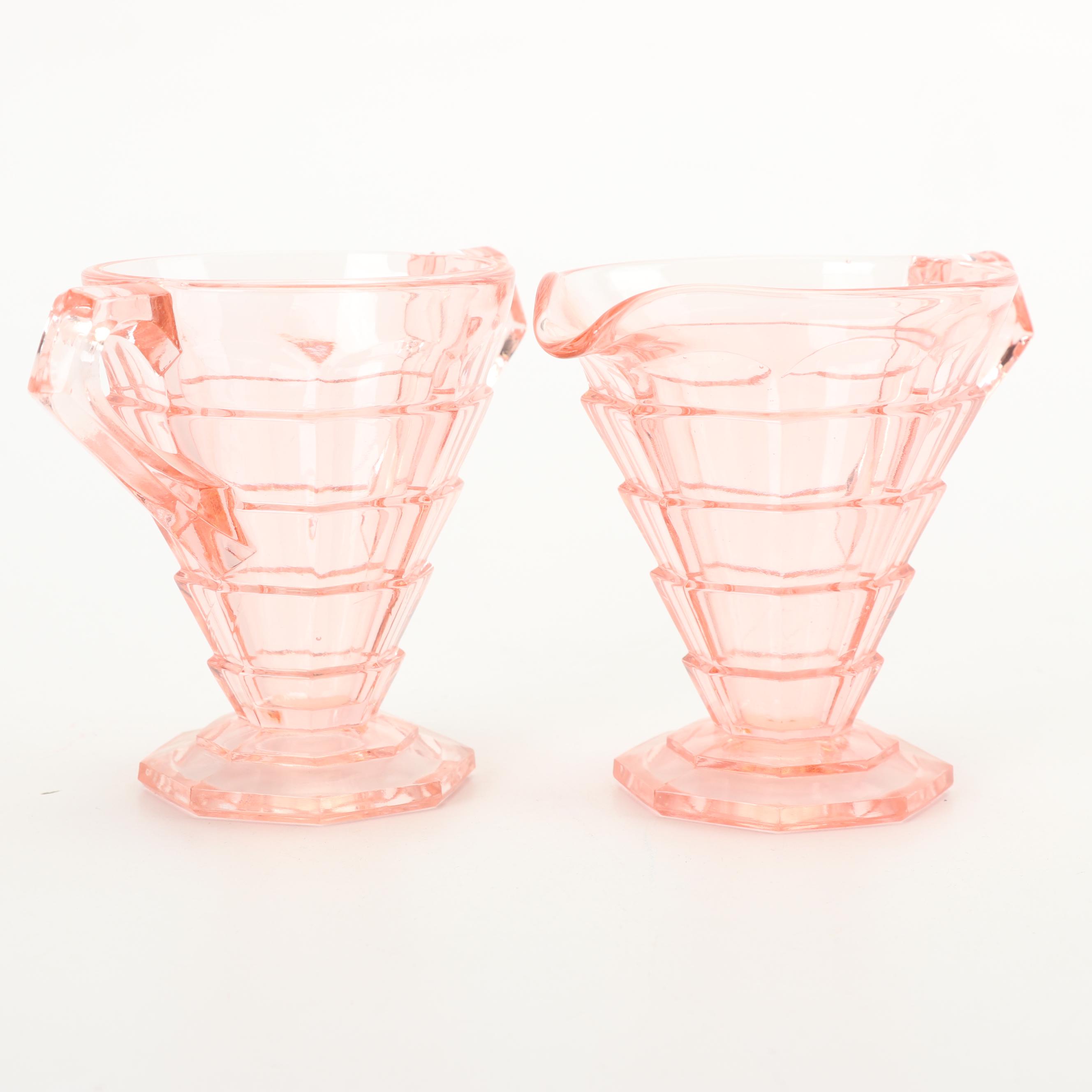Pink Depression Glass Serveware including Indiana Glass "Tea Room"