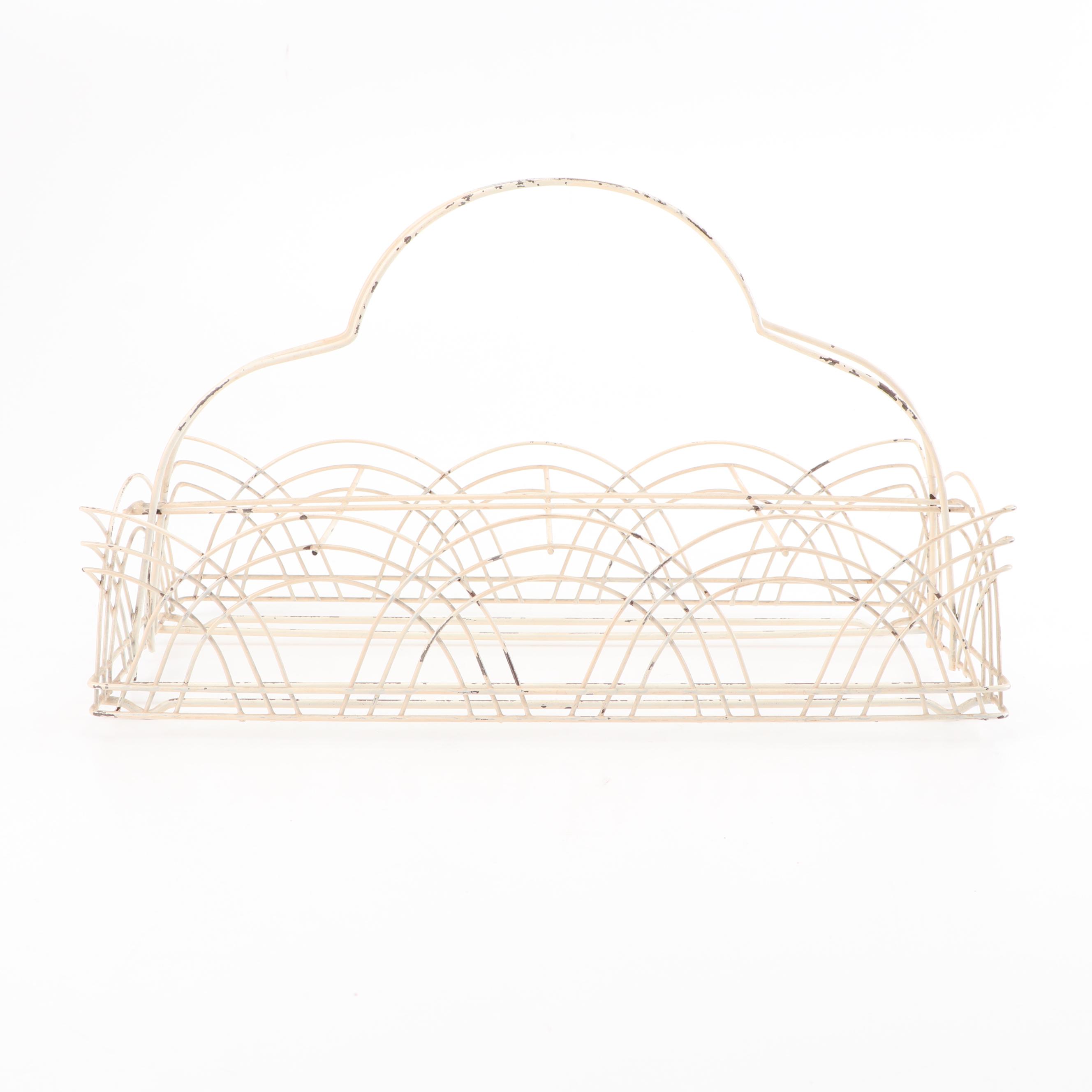 Art Deco Style Tumbler Glasses with Wire Caddy and Handkerchief