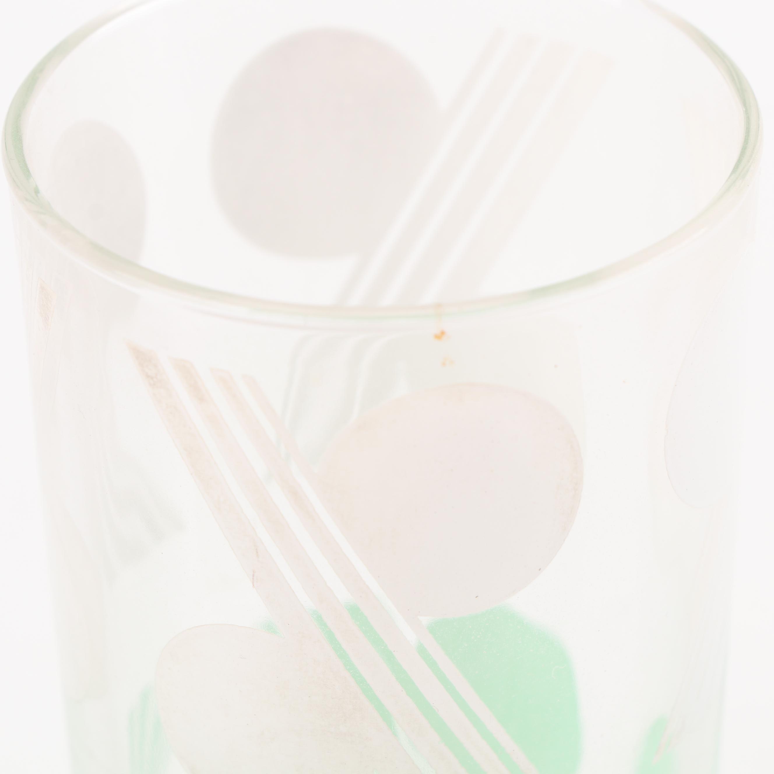 Art Deco Style Tumbler Glasses with Wire Caddy and Handkerchief