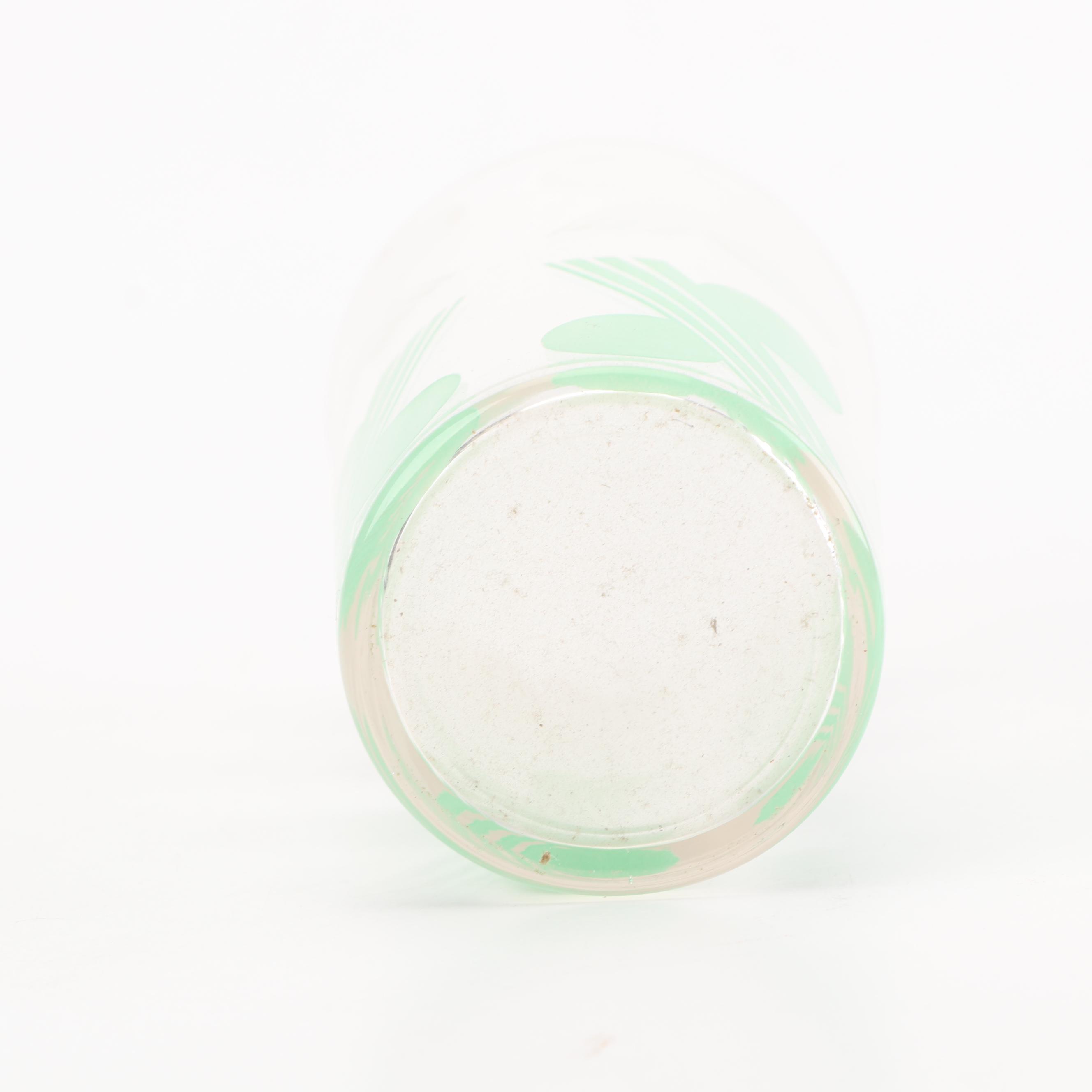 Art Deco Style Tumbler Glasses with Wire Caddy and Handkerchief