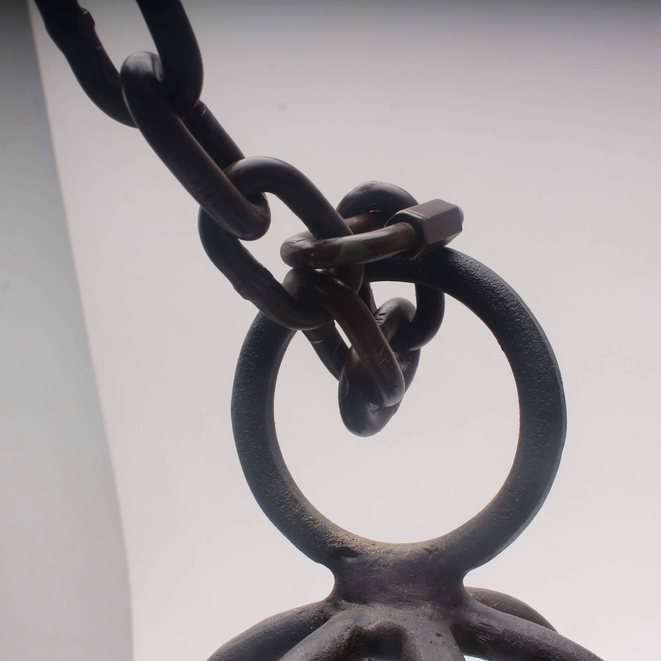 Modernist Wrought Iron Six-Light Candle Chandelier