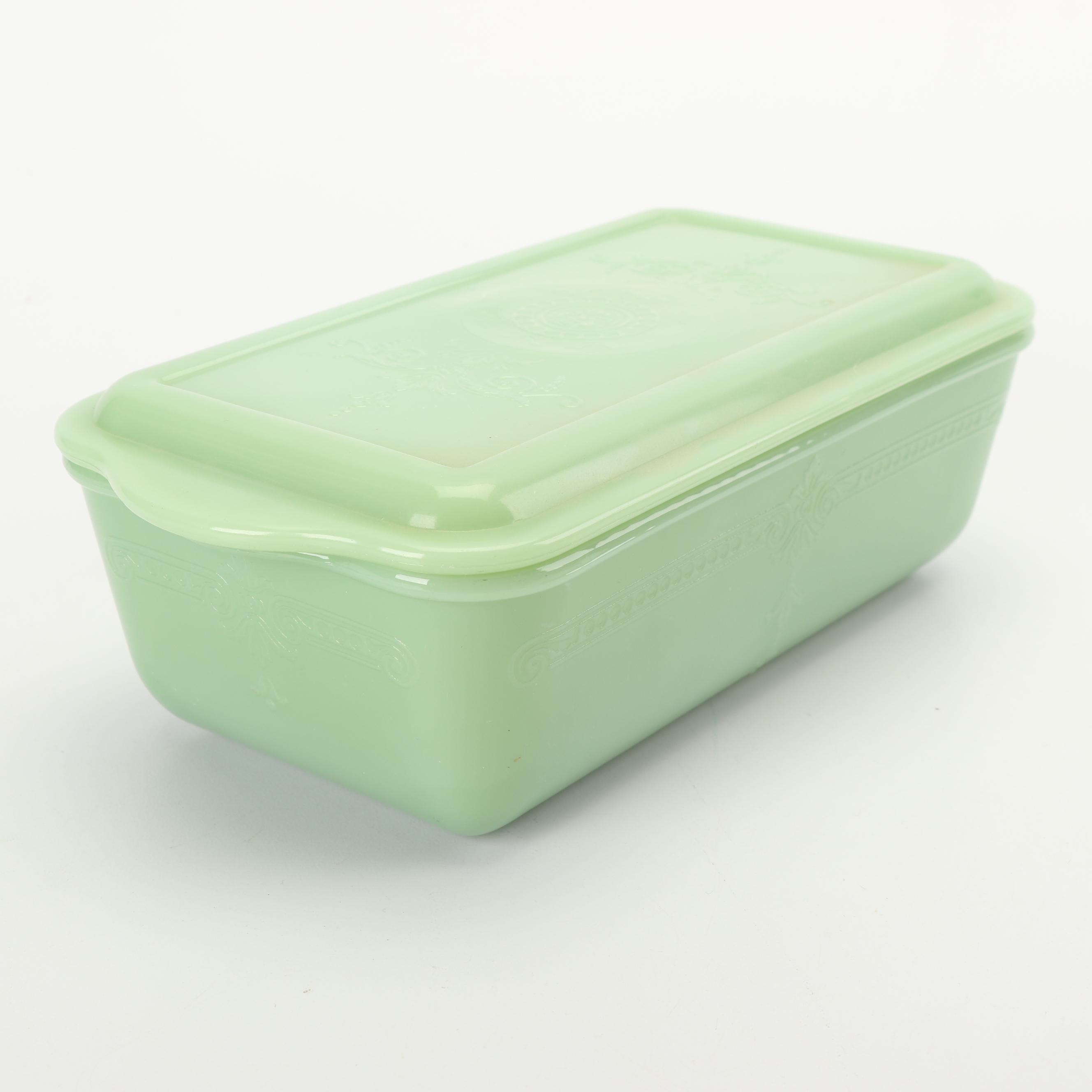 Anchor Hocking Fire King "Jade-ite" Glass "Philbe" Refrigerator Jar