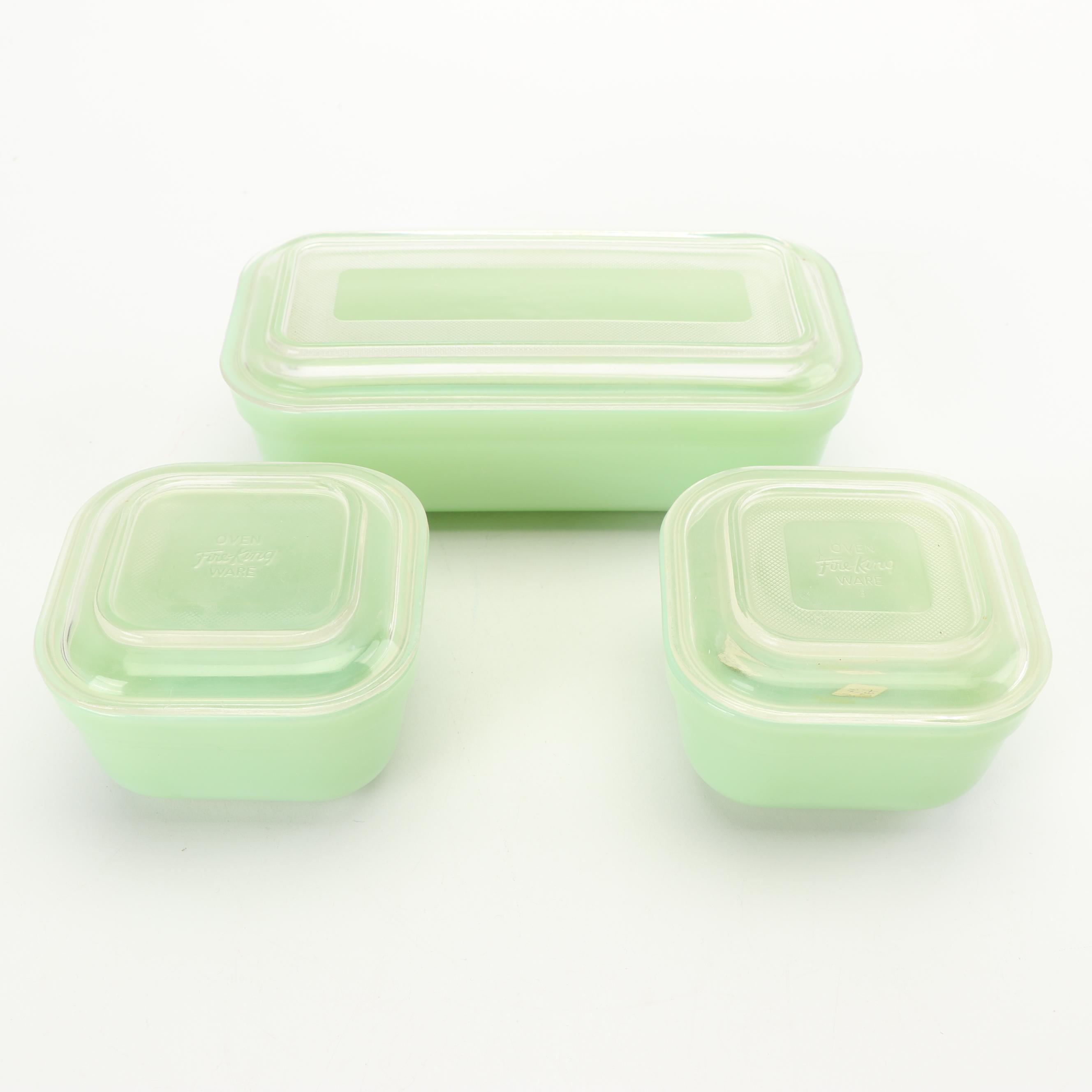 Vintage Anchor Hocking Fire-King "Jade Ite" Refrigerator Dishes