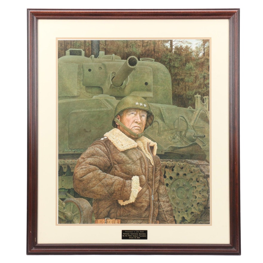 1982 Offset Lithograph after Armand LaMontagne  George Patton Illustration