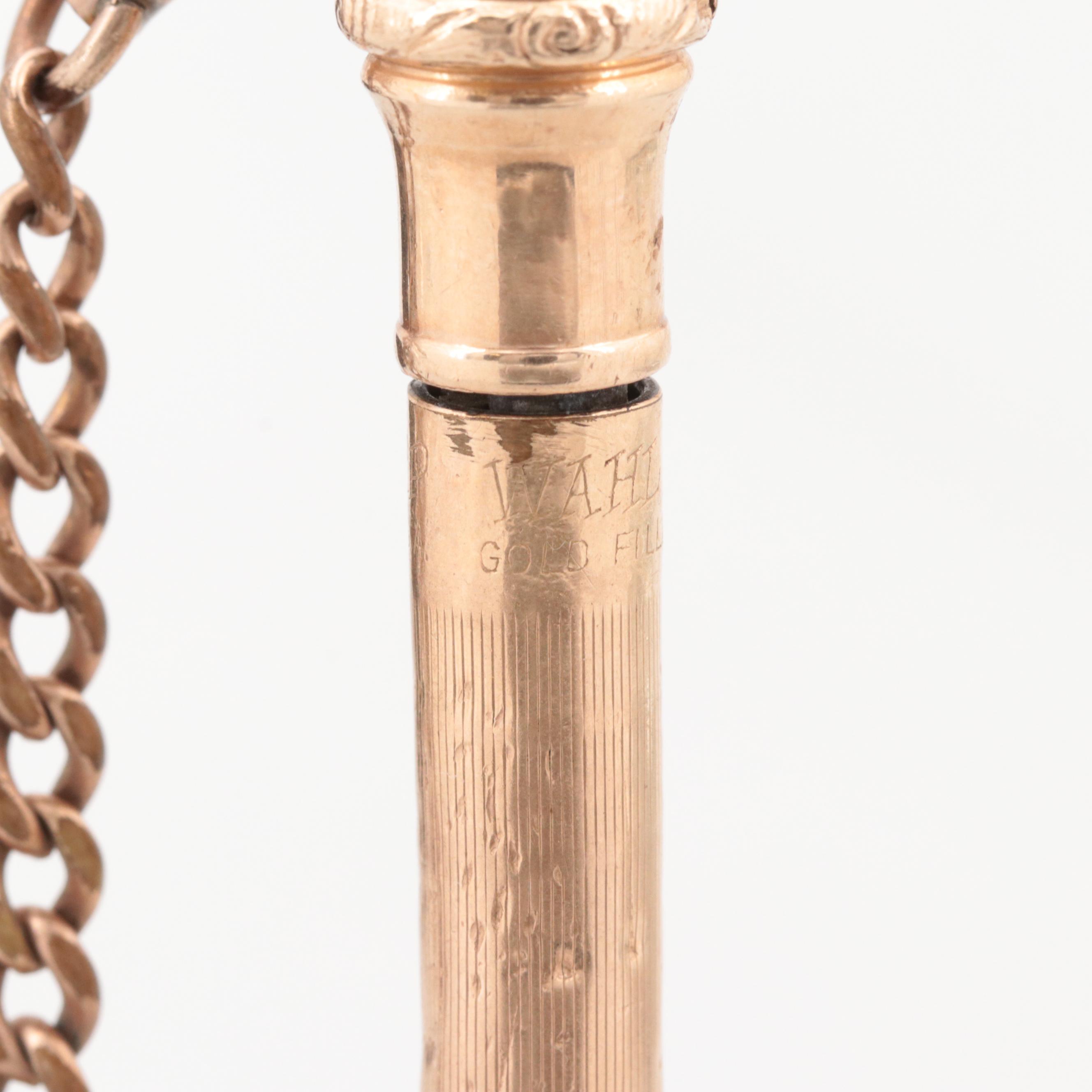 Antique Bloodstone and Sard Watch Chain with Wahl Eversharp Mechanical Pencil