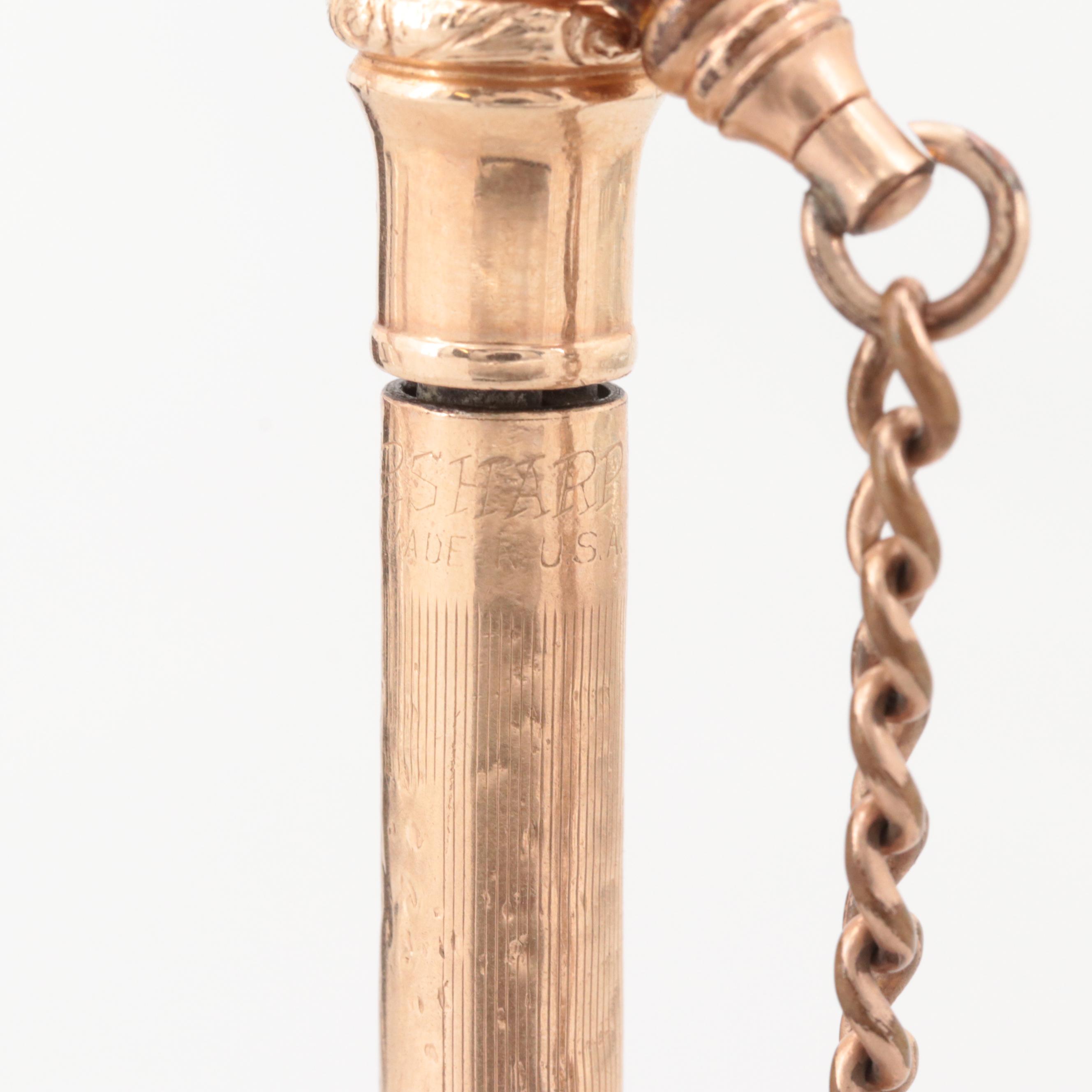 Antique Bloodstone and Sard Watch Chain with Wahl Eversharp Mechanical Pencil