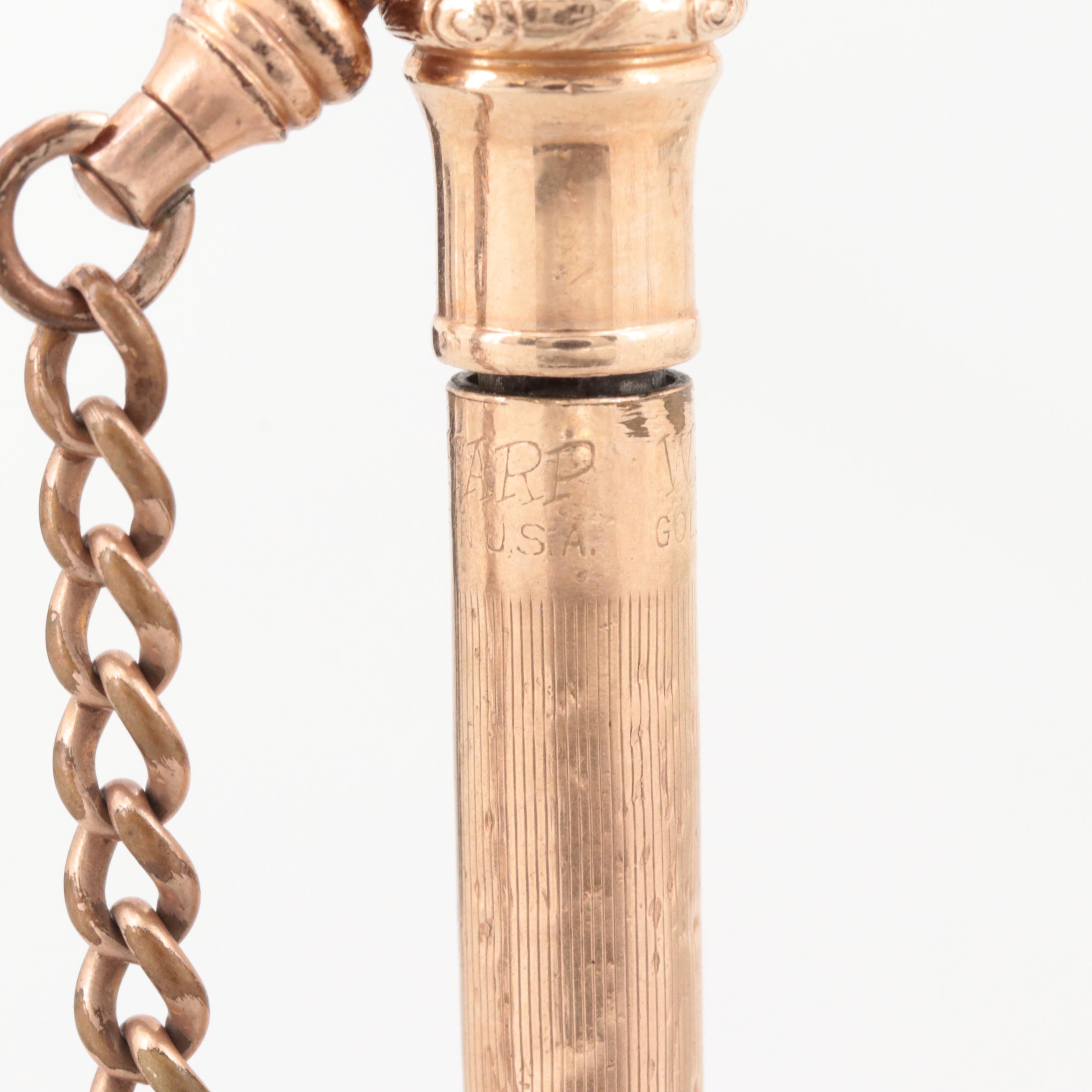 Antique Bloodstone and Sard Watch Chain with Wahl Eversharp Mechanical Pencil