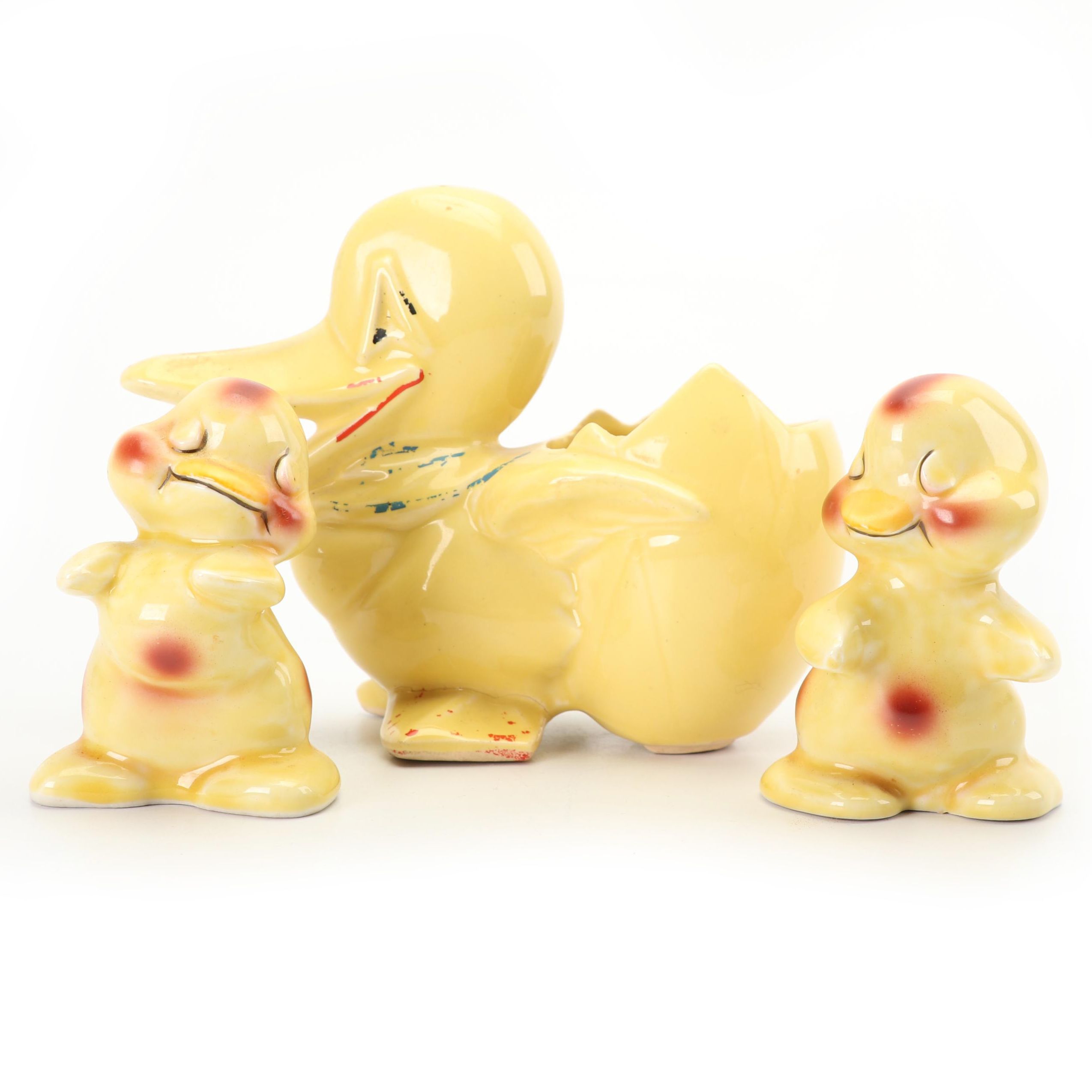 McCoy Duck Planter and Van Tellingen Hugging Duck Salt and Pepper Shakers