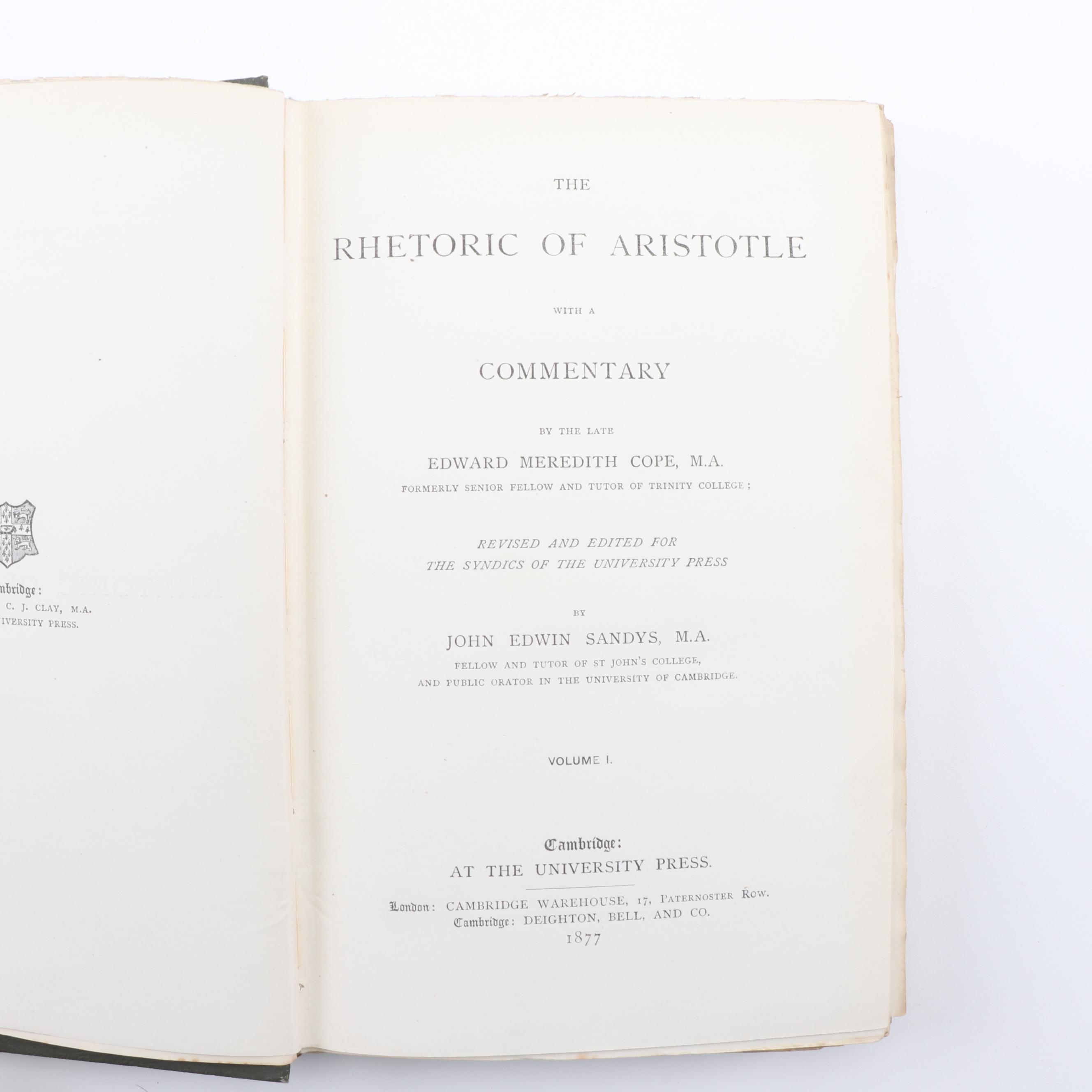 "The Rhetoric of Aristotle" and Other Books in English and German