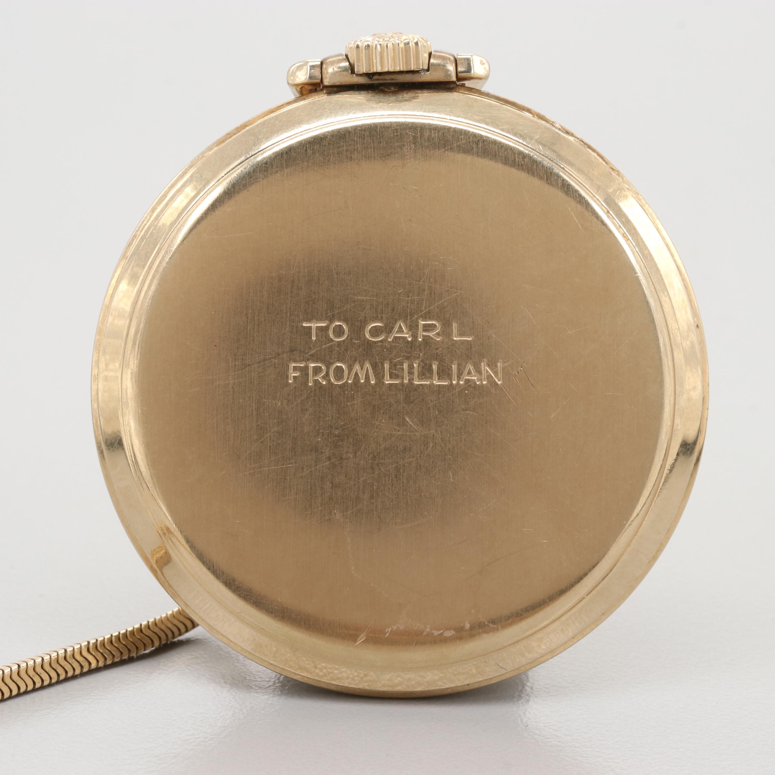 Waltham 10K Gold Filled Pocket Watch With Pocket Knife Fob Chain, 1944