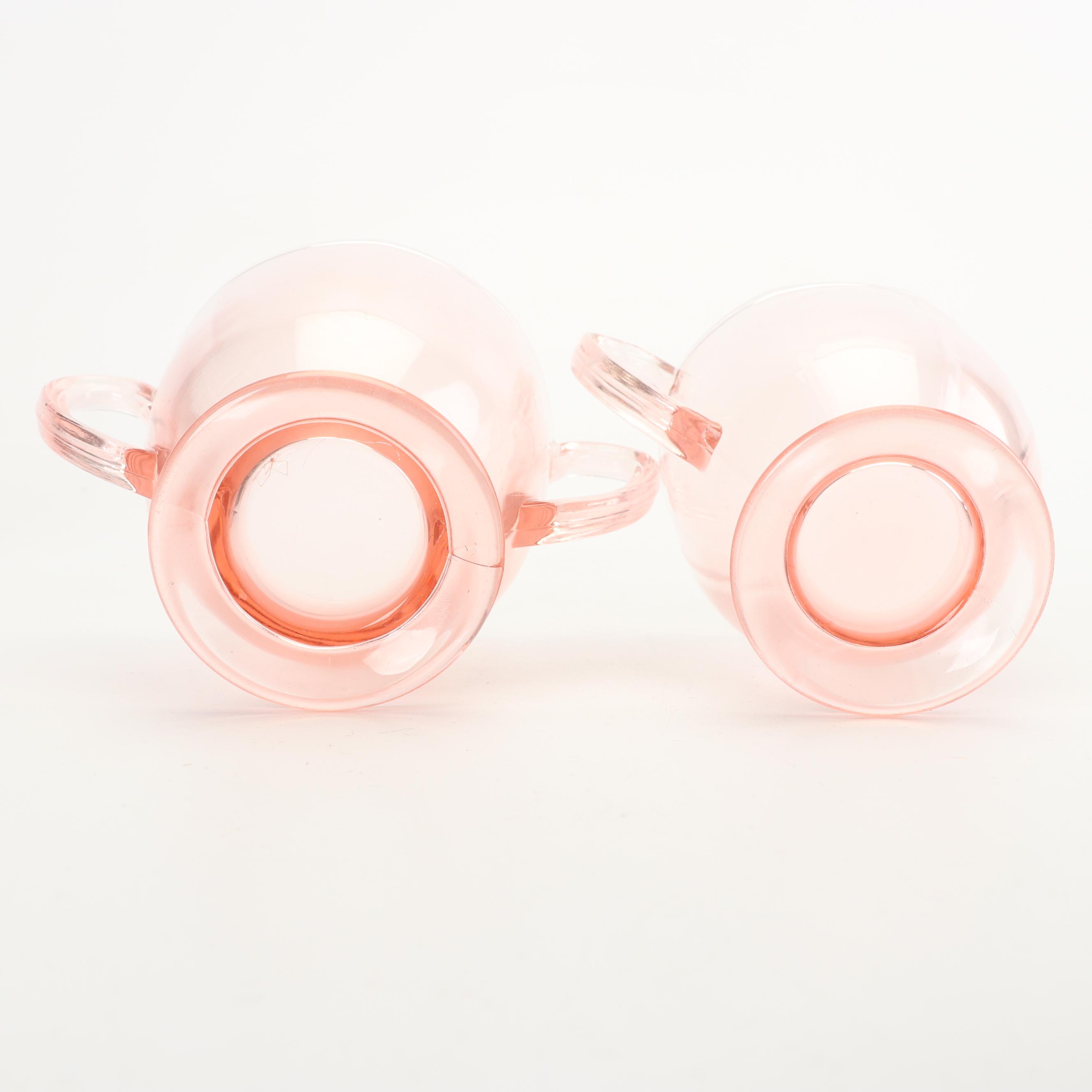 Pink Depression Glass Serveware including US Glass "Floral and Diamond"