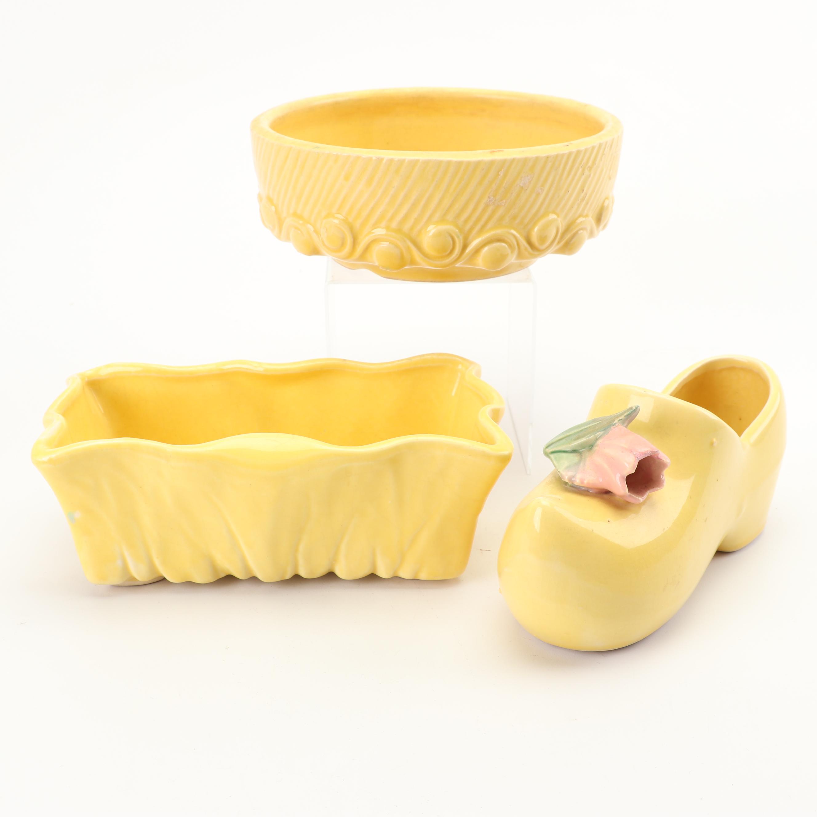 McCoy Pottery "Wave", "Dutch Shoe", and Rectangular Planters