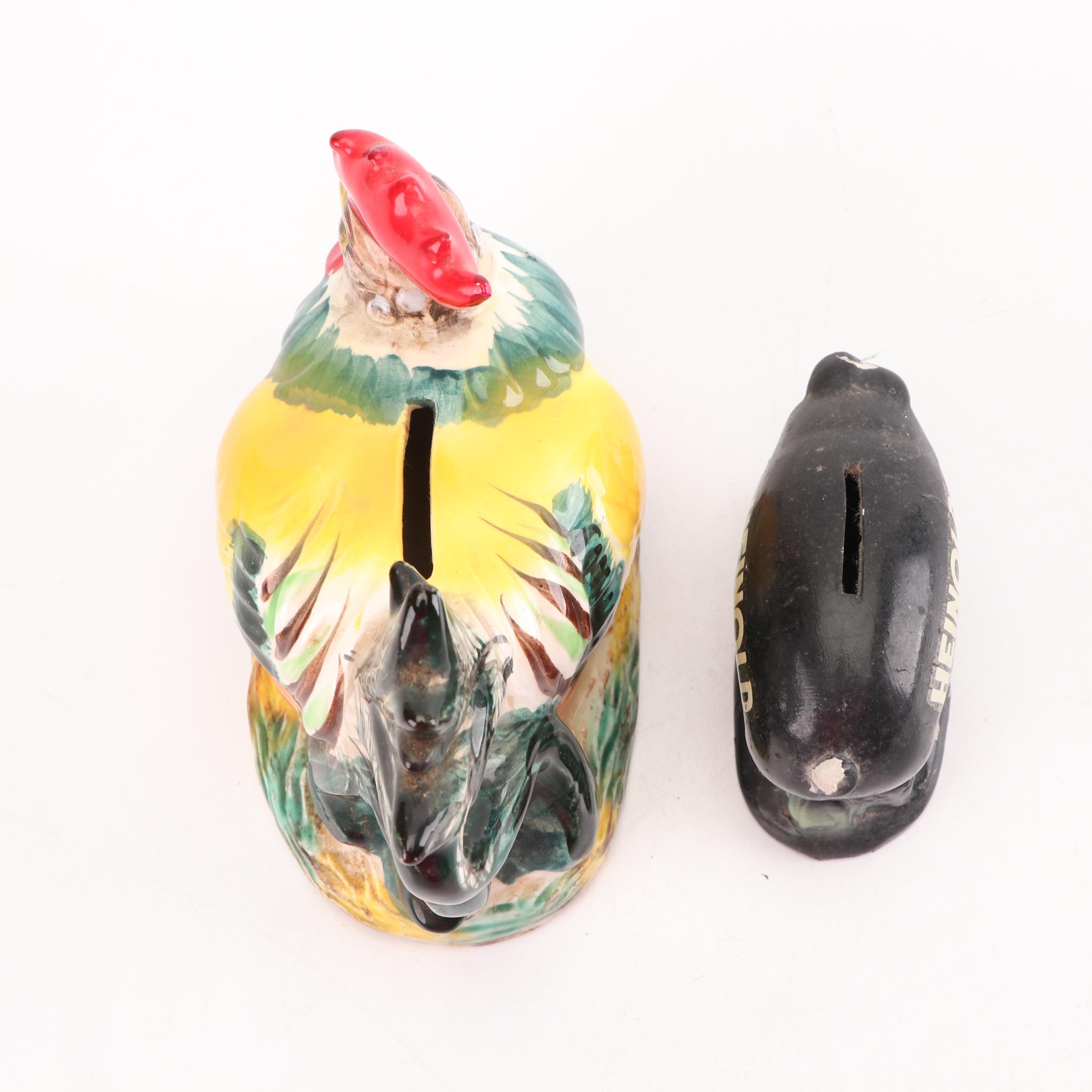 Tin Litho Globe, Ceramic Uncle Sam and Other Coin Banks