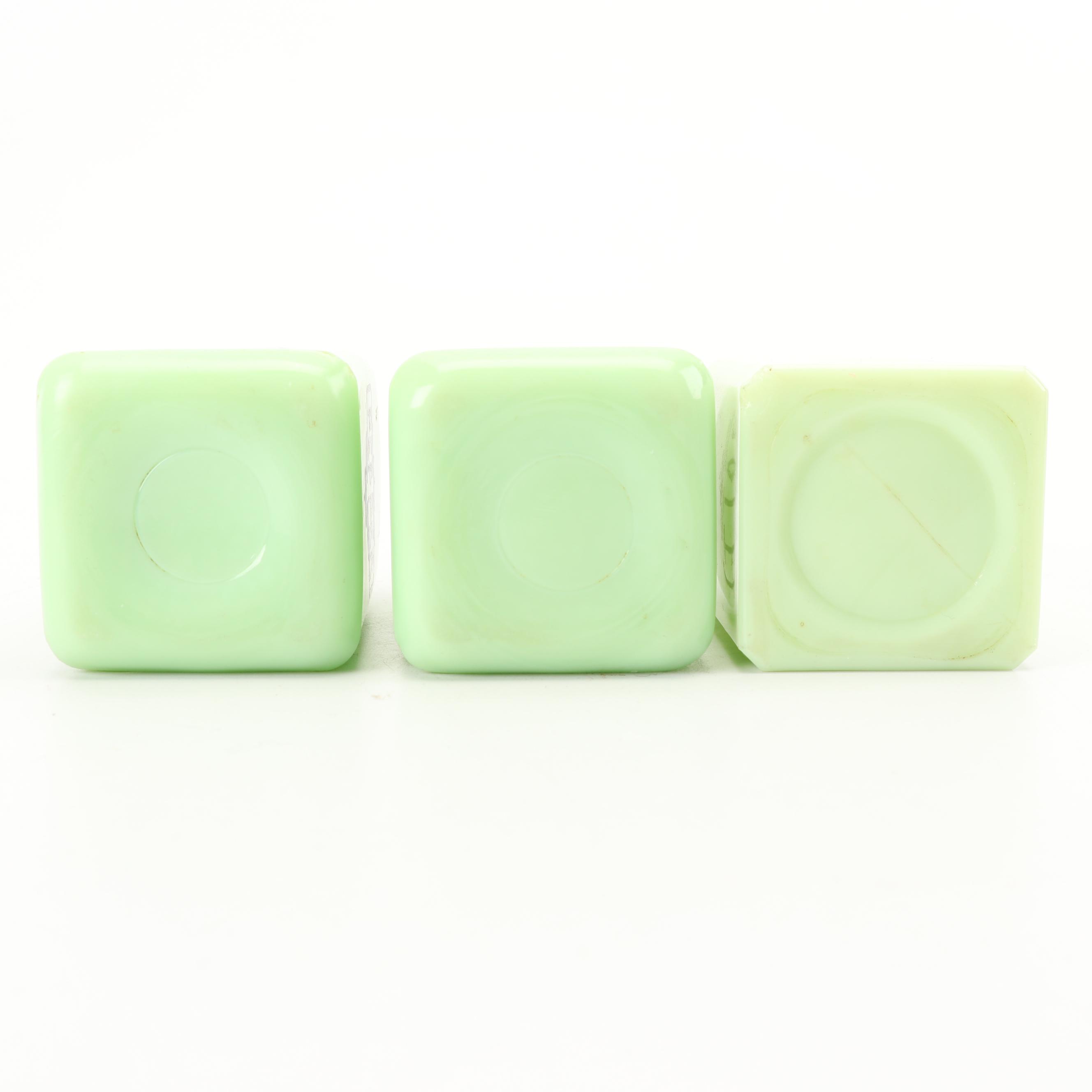 Anchor Hocking "Jade-ite" Drip Jar and Shakers with Other Jadeite Shakers