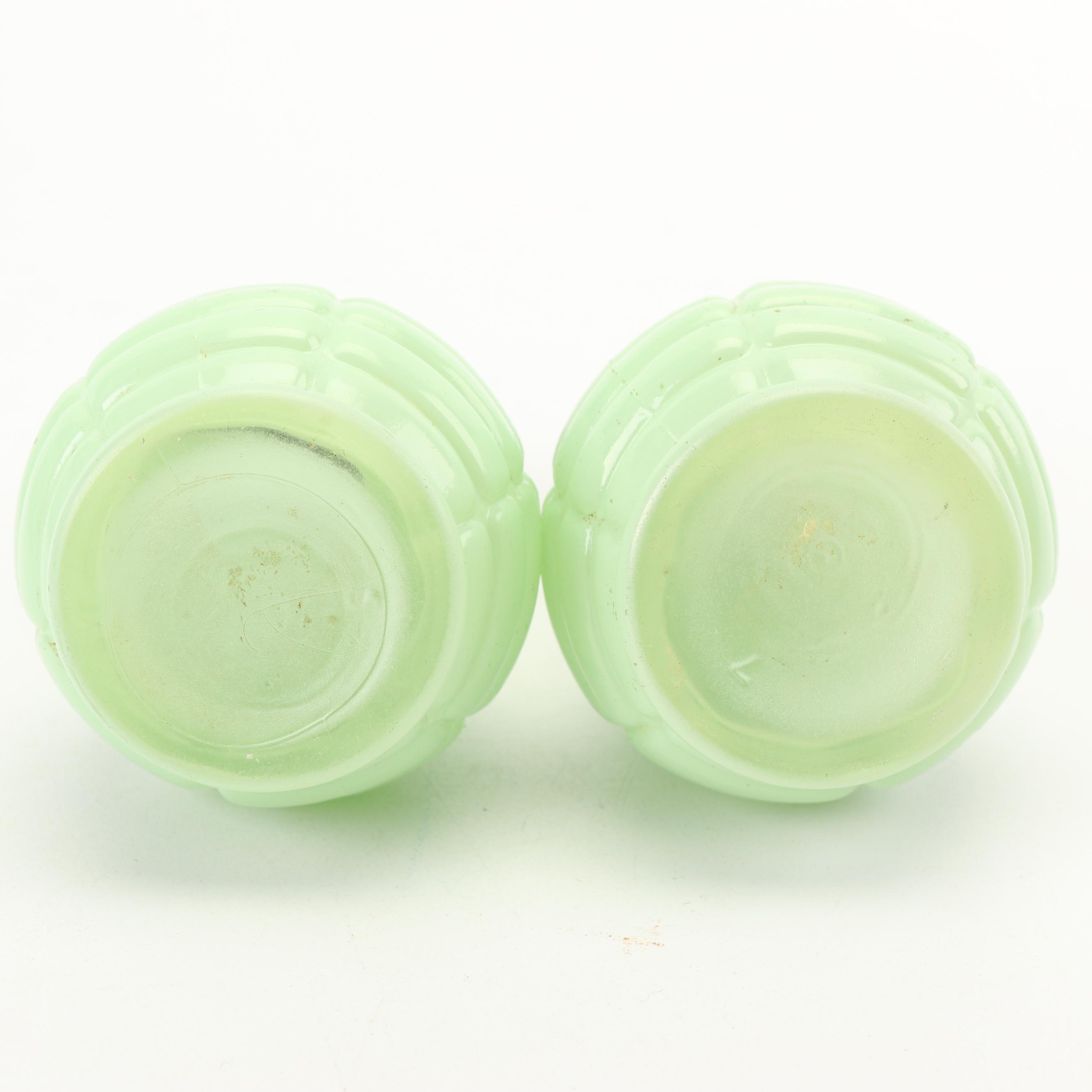 Anchor Hocking "Jade-ite" Drip Jar and Shakers with Other Jadeite Shakers