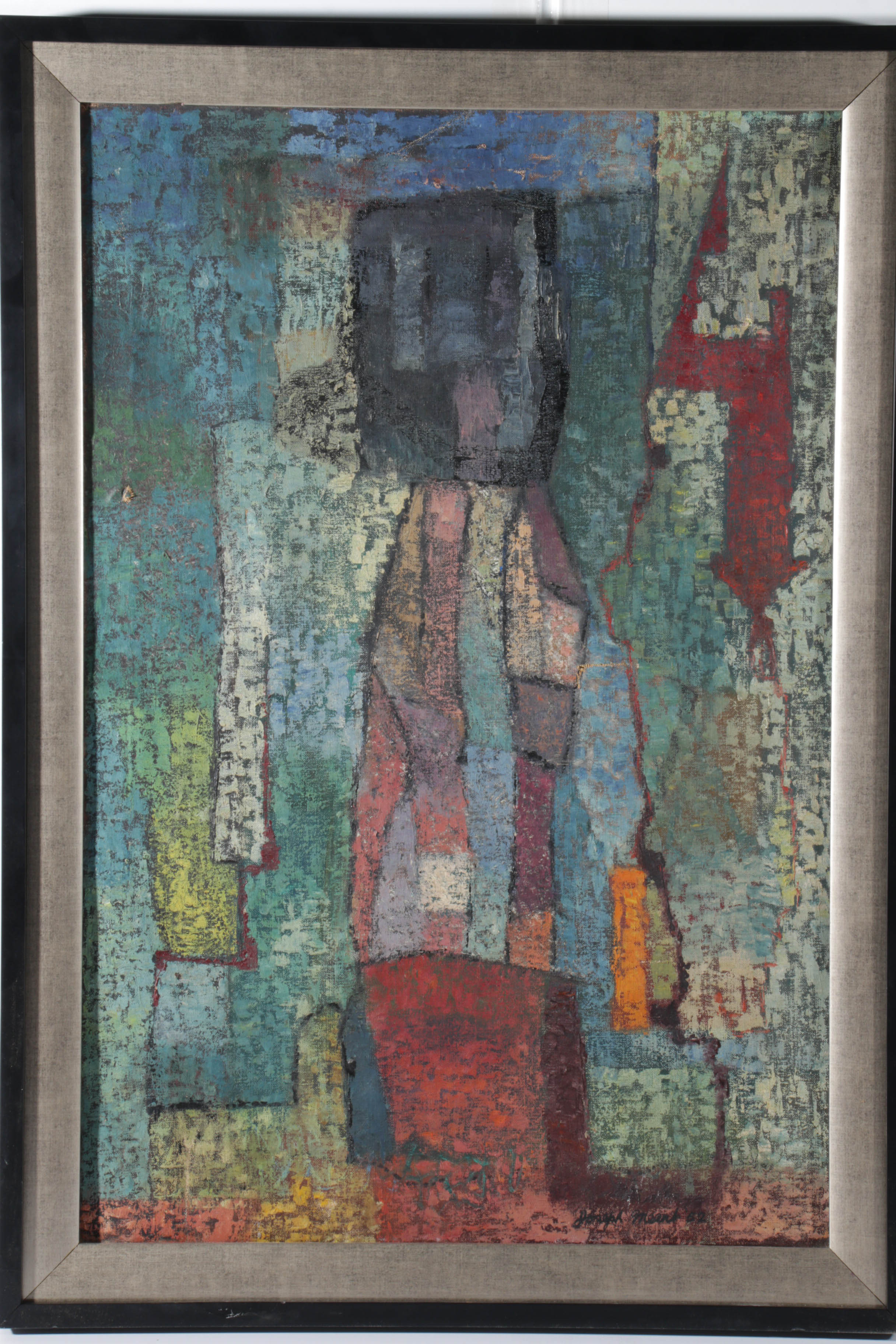 Joseph Meert 1952  Abstract Oil Painting "Rock Image"