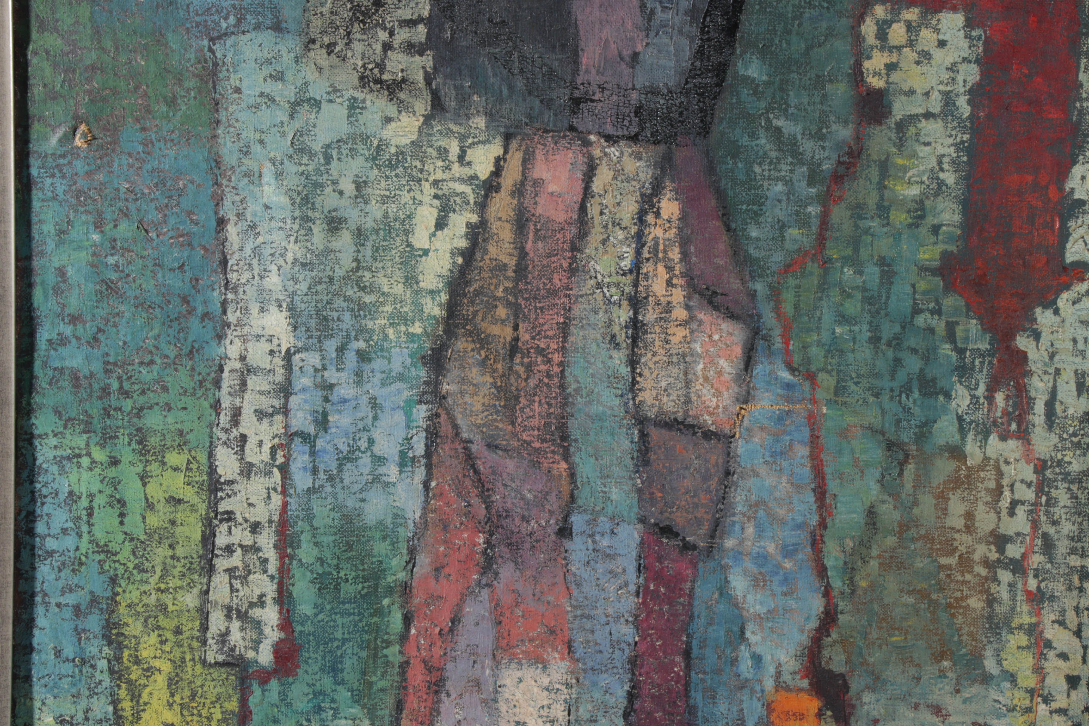 Joseph Meert 1952  Abstract Oil Painting "Rock Image"