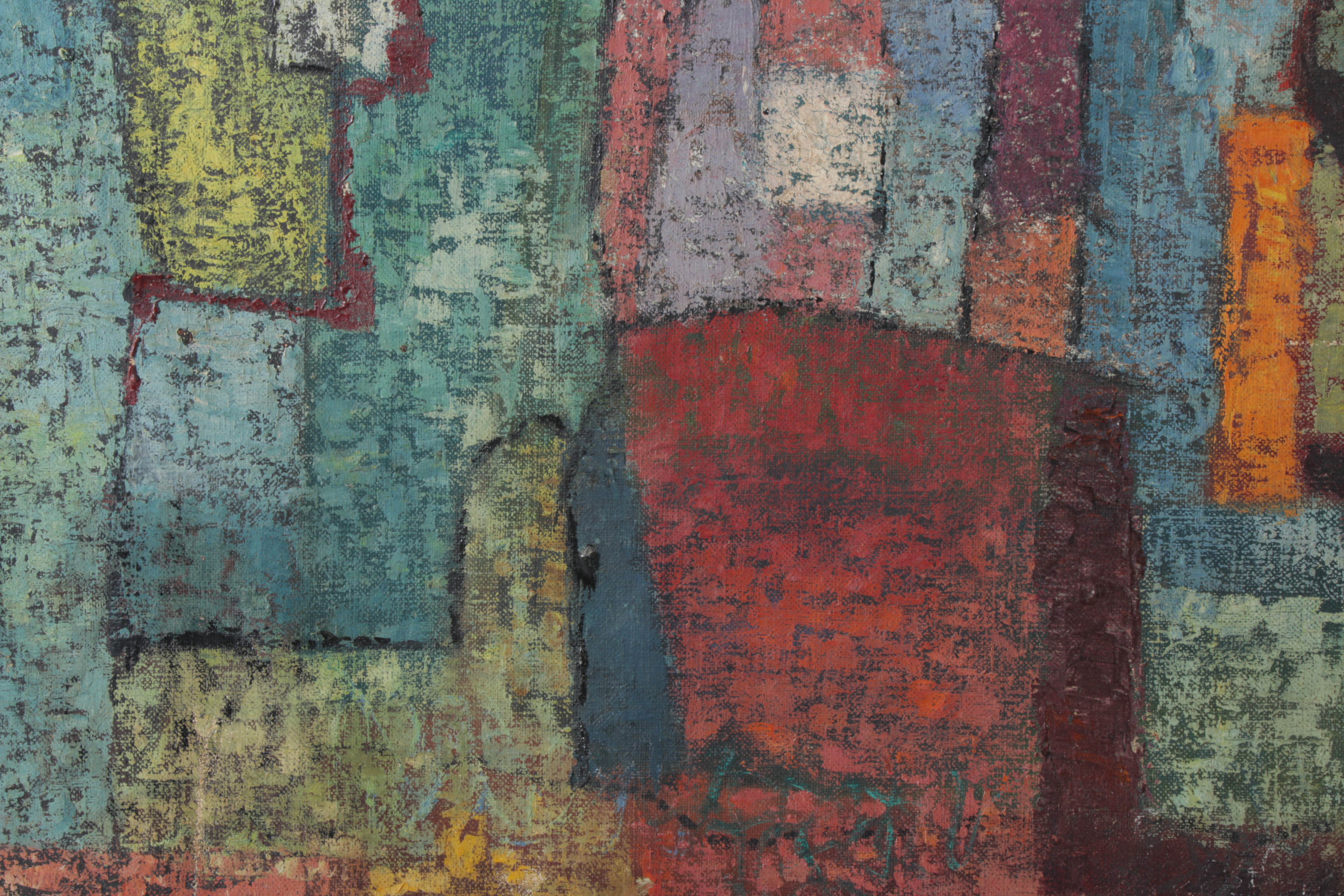 Joseph Meert 1952  Abstract Oil Painting "Rock Image"