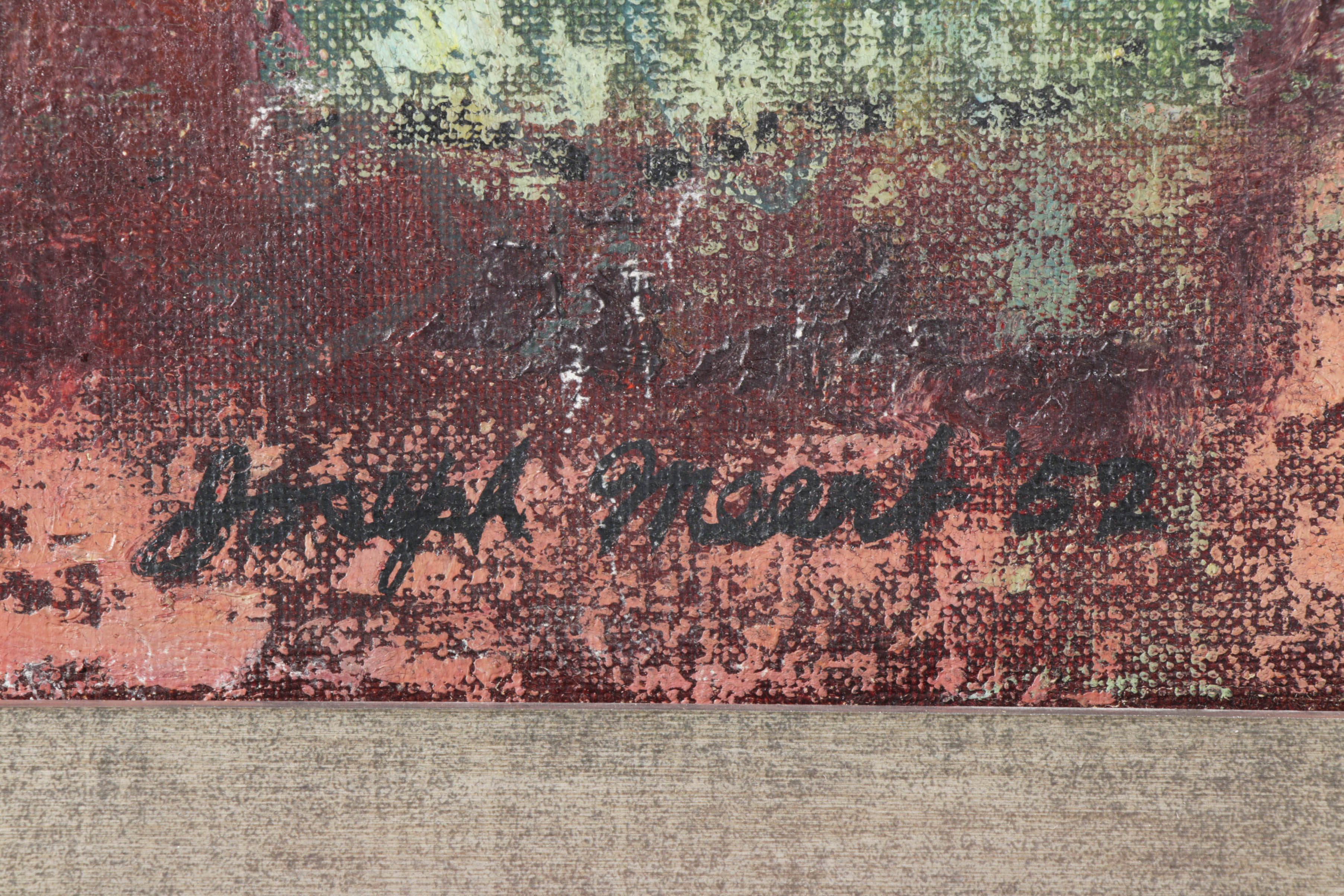 Joseph Meert 1952  Abstract Oil Painting "Rock Image"