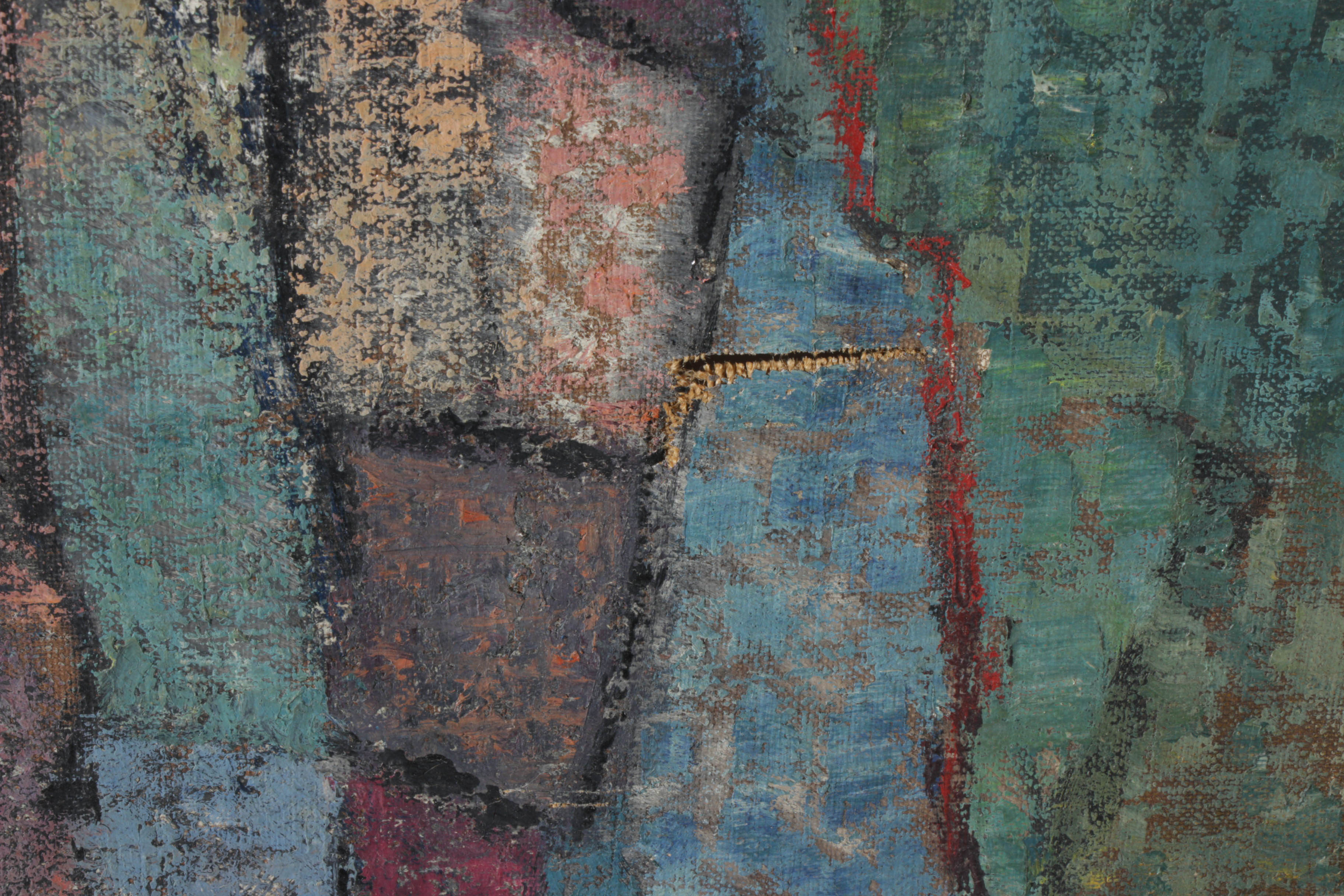 Joseph Meert 1952  Abstract Oil Painting "Rock Image"