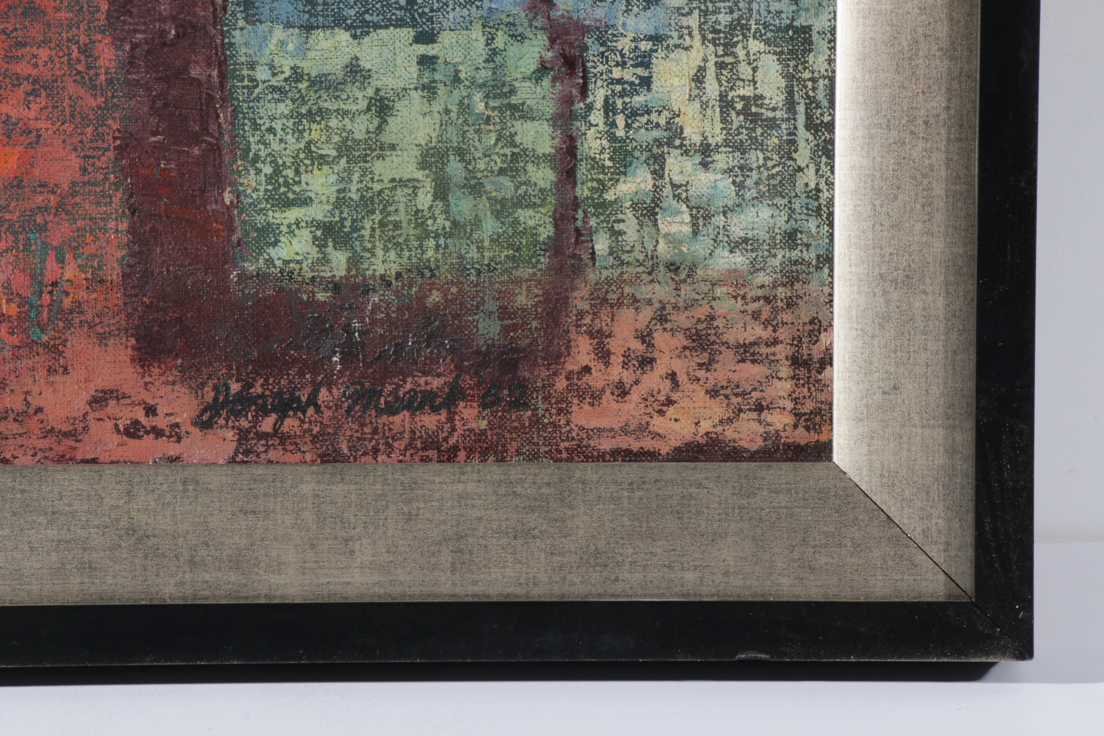 Joseph Meert 1952  Abstract Oil Painting "Rock Image"