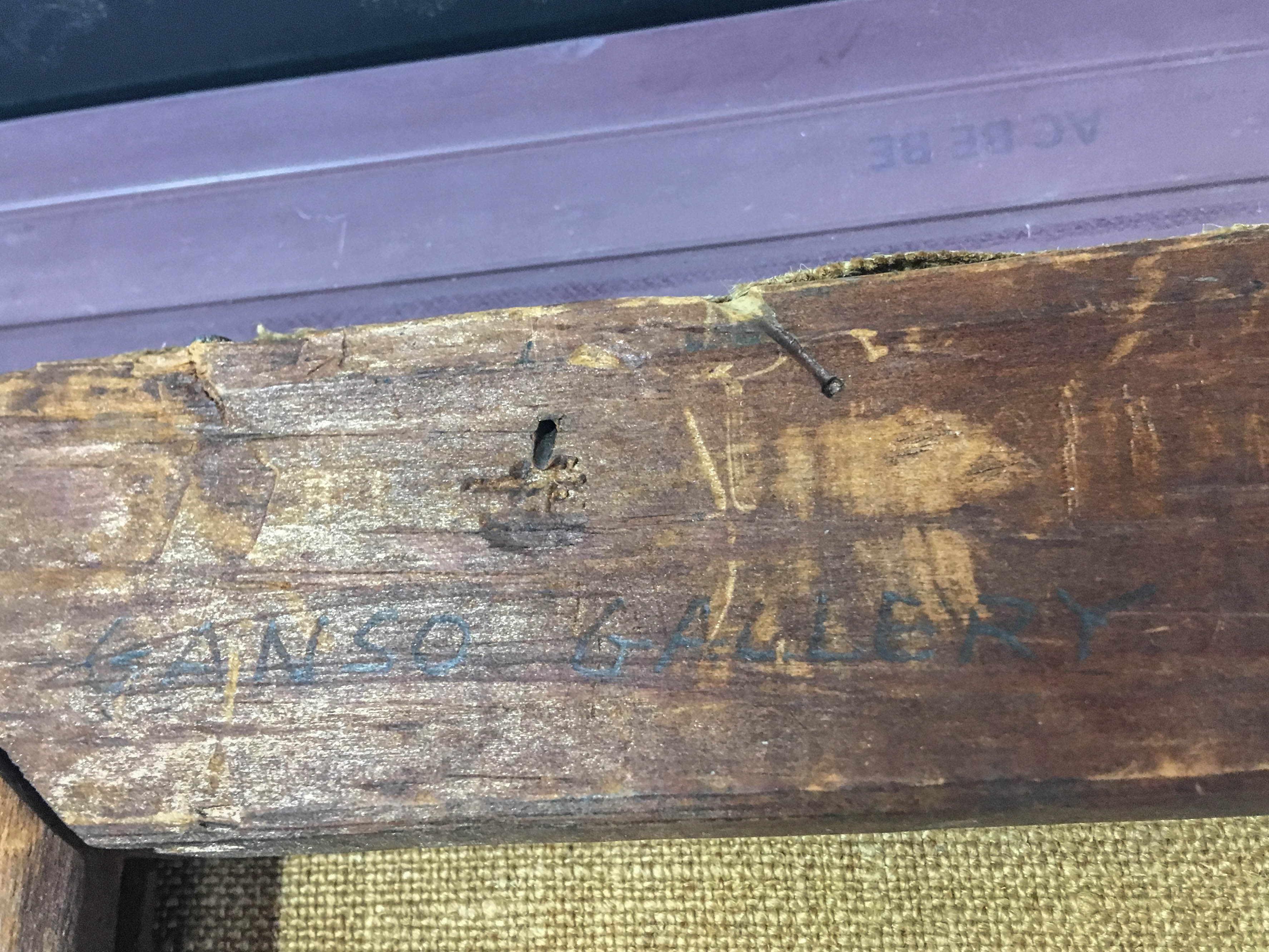 Joseph Meert 1952  Abstract Oil Painting "Rock Image"