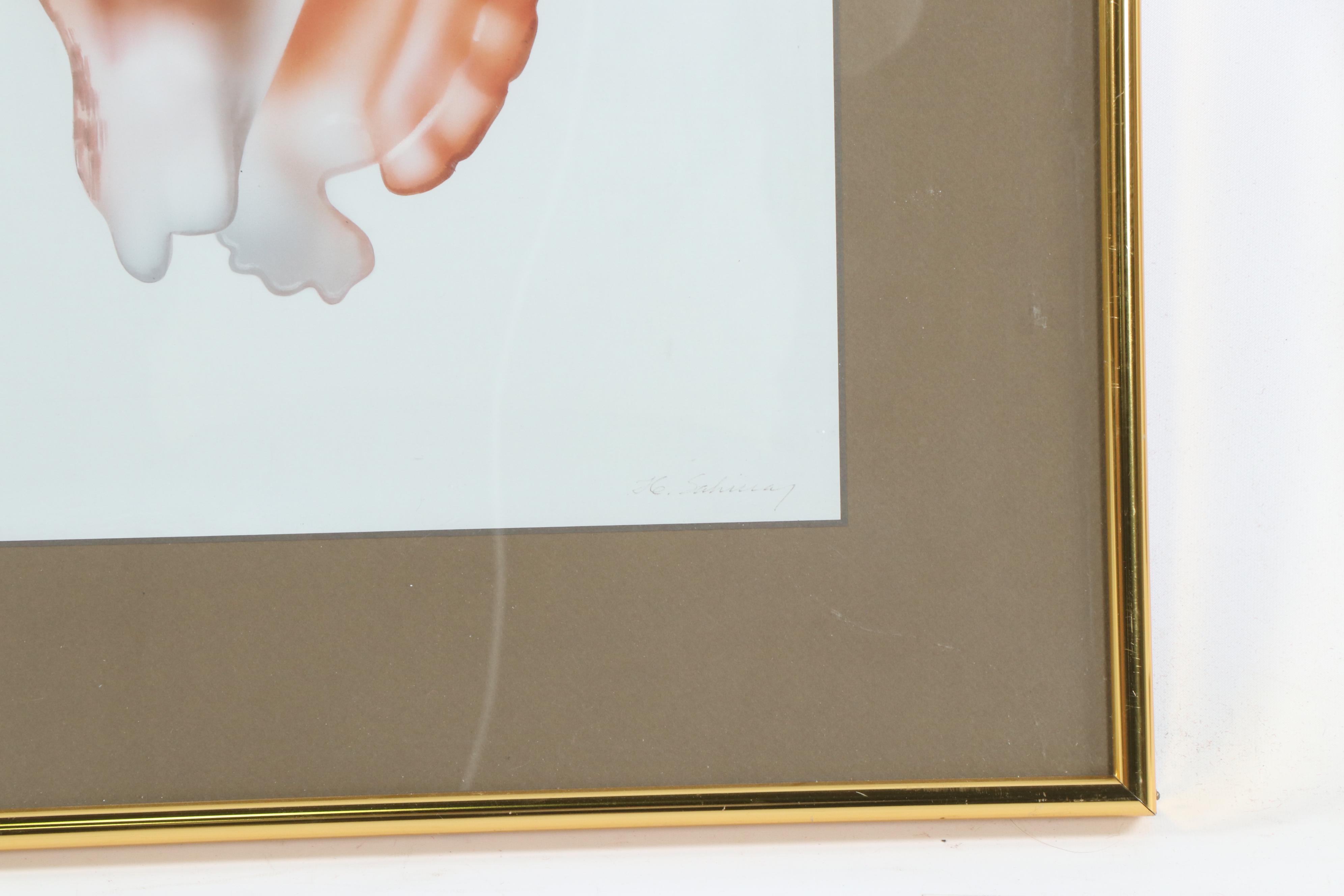 H. Sahina Seashell Acrylic Paintings on Silk