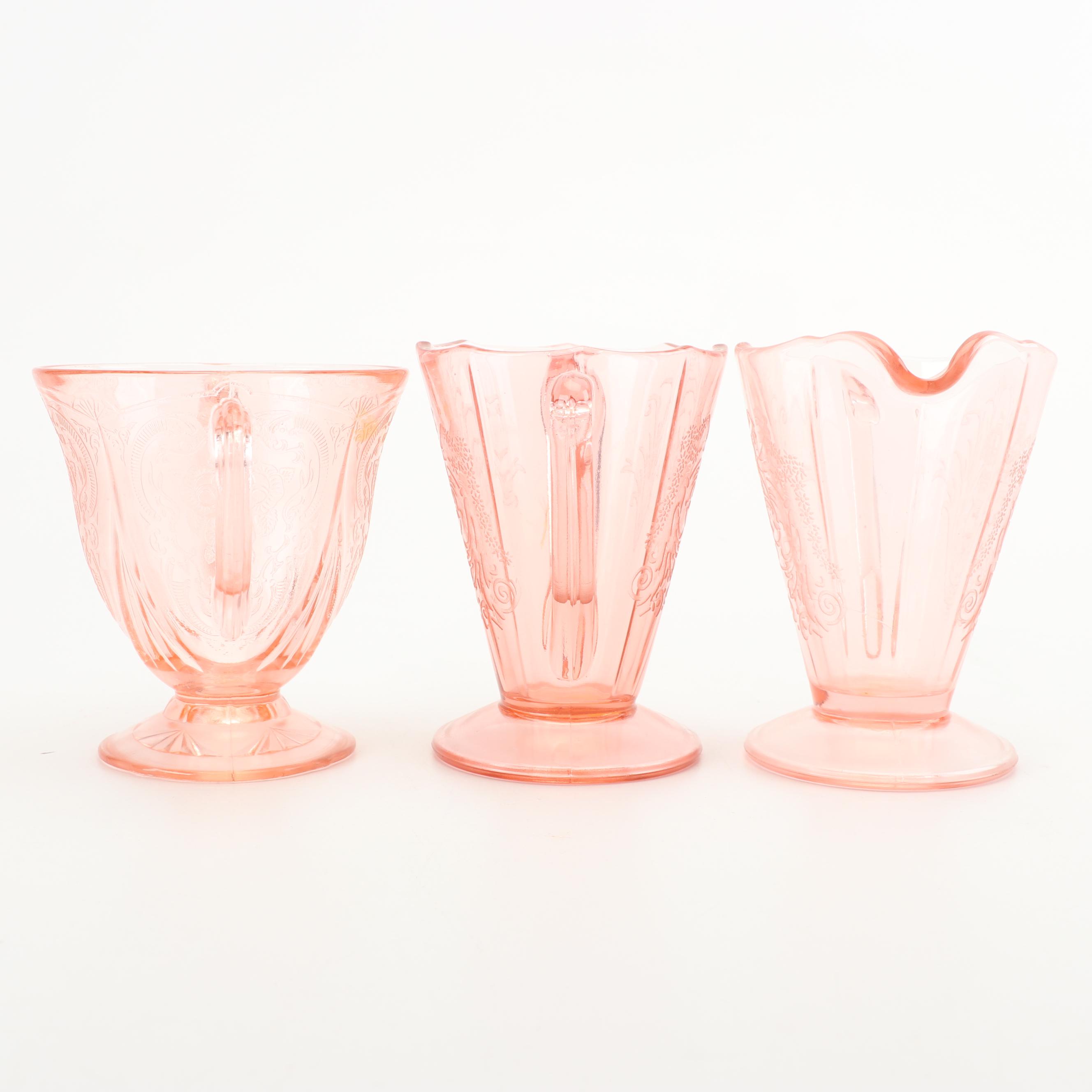 Pink Depression Glass Serveware including Hazel-Atlas "Royal Lace"