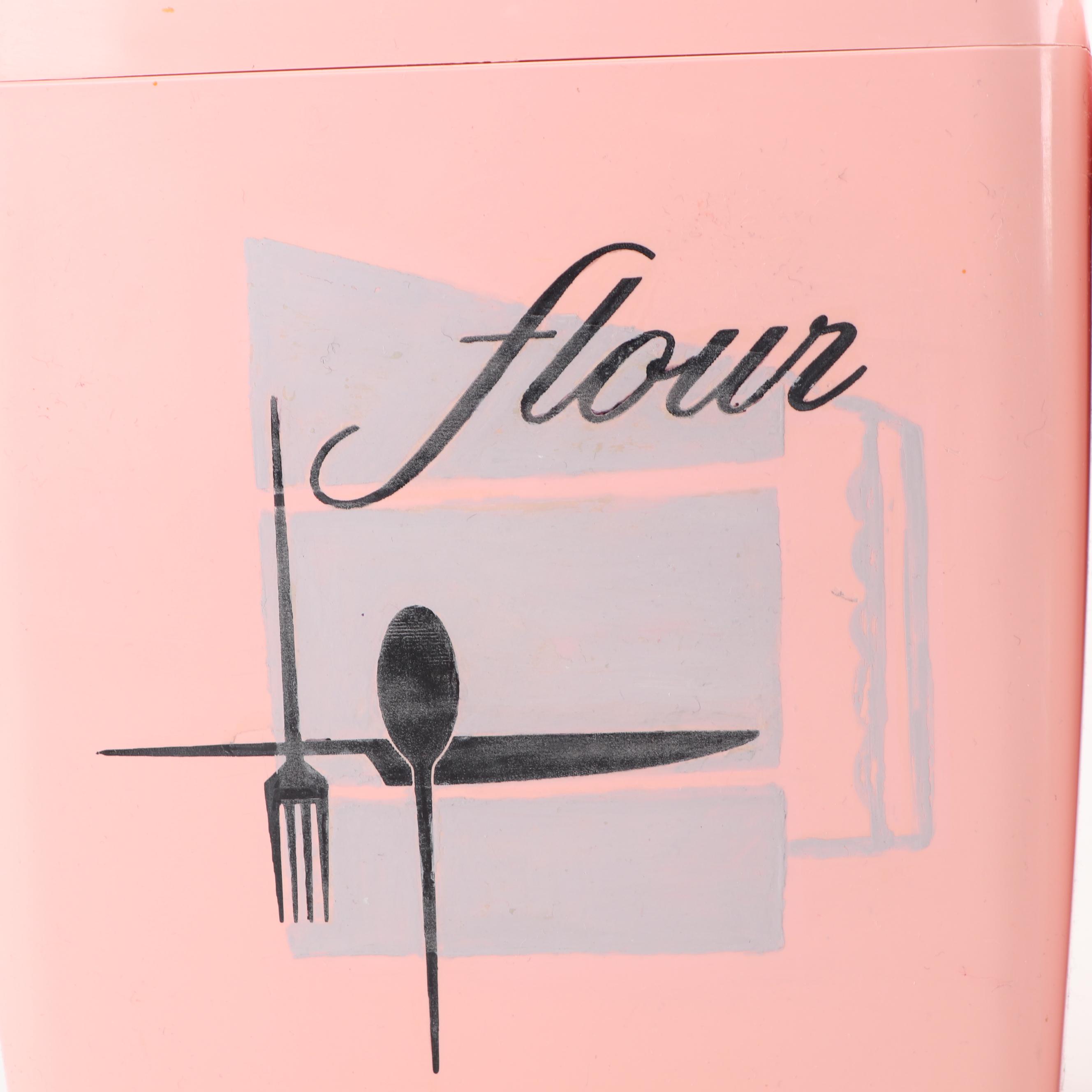 Pink Plastic Kitchen Canisters, Mid-Century