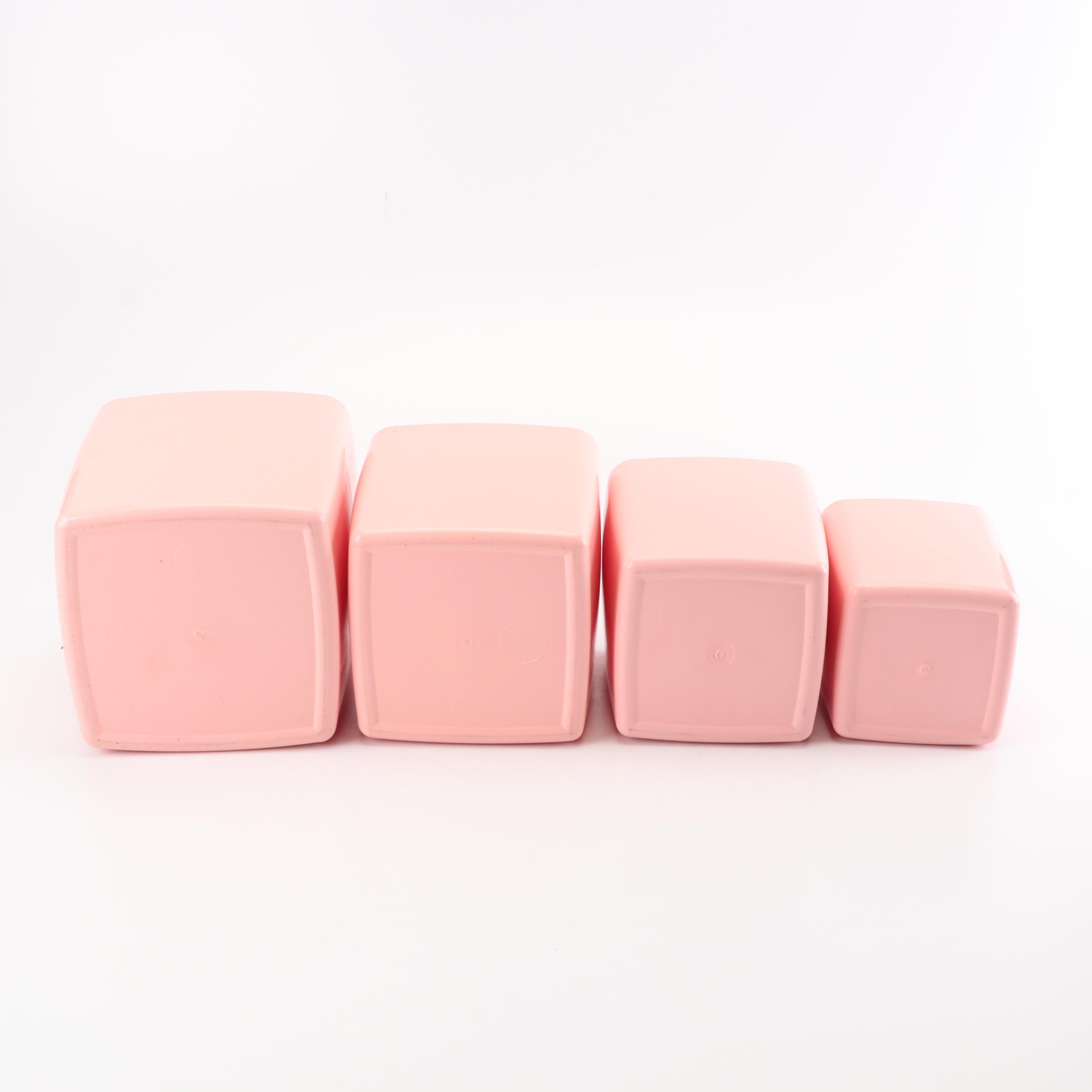 Pink Plastic Kitchen Canisters, Mid-Century