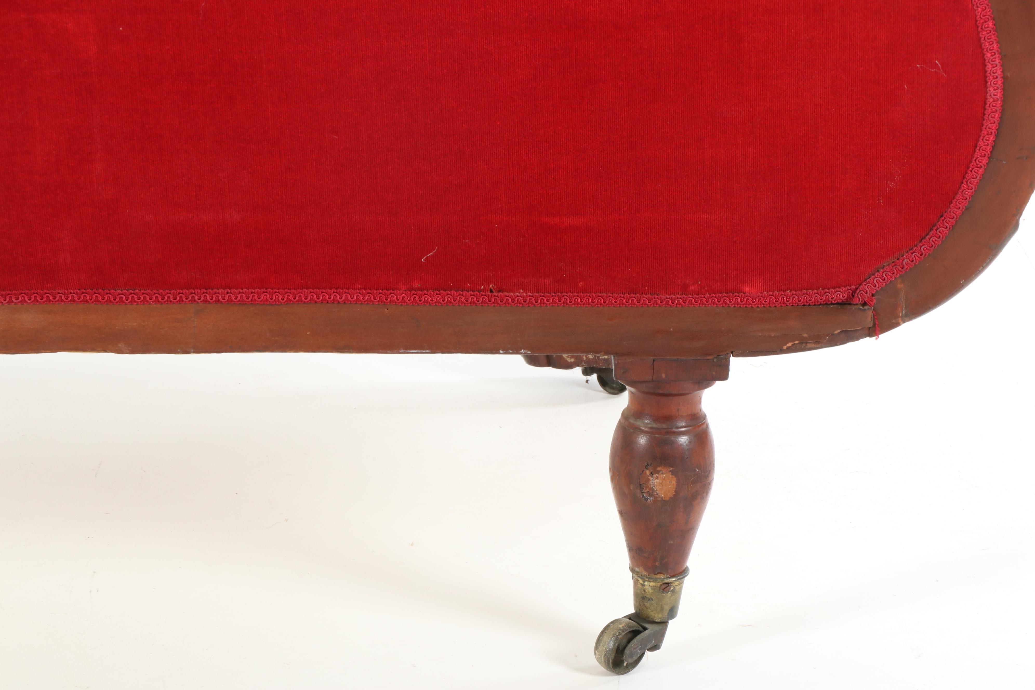 American Empire Style Button-Tufted Upholstered Chaise Lounge, Early 20th C.