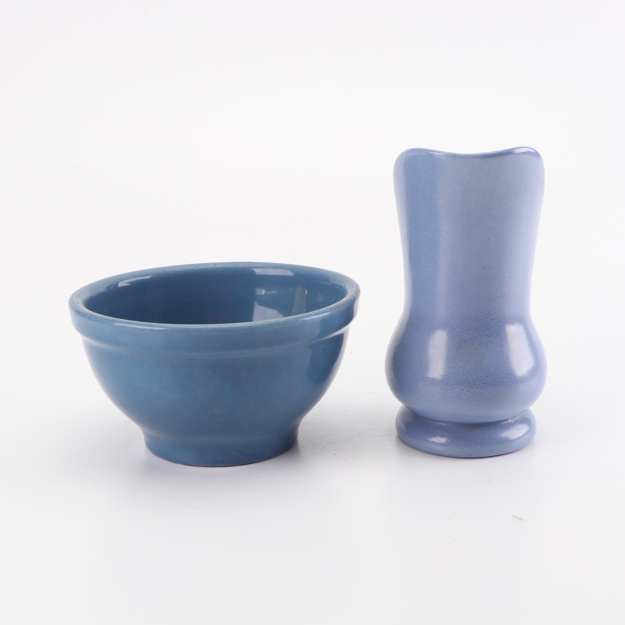 Redwing Vase, Bauer and Frankoma Pitchers and Metlox Bowl