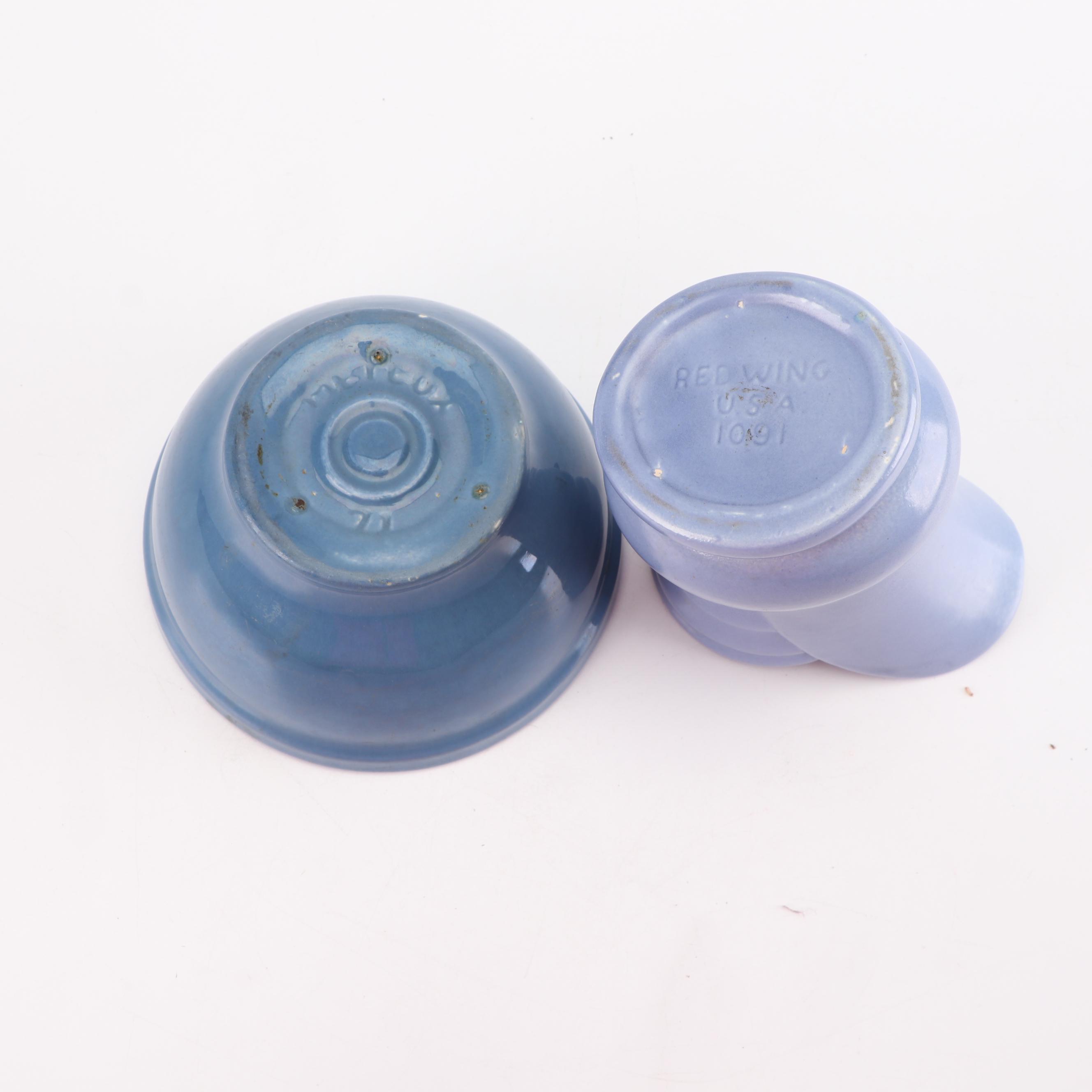 Redwing Vase, Bauer and Frankoma Pitchers and Metlox Bowl