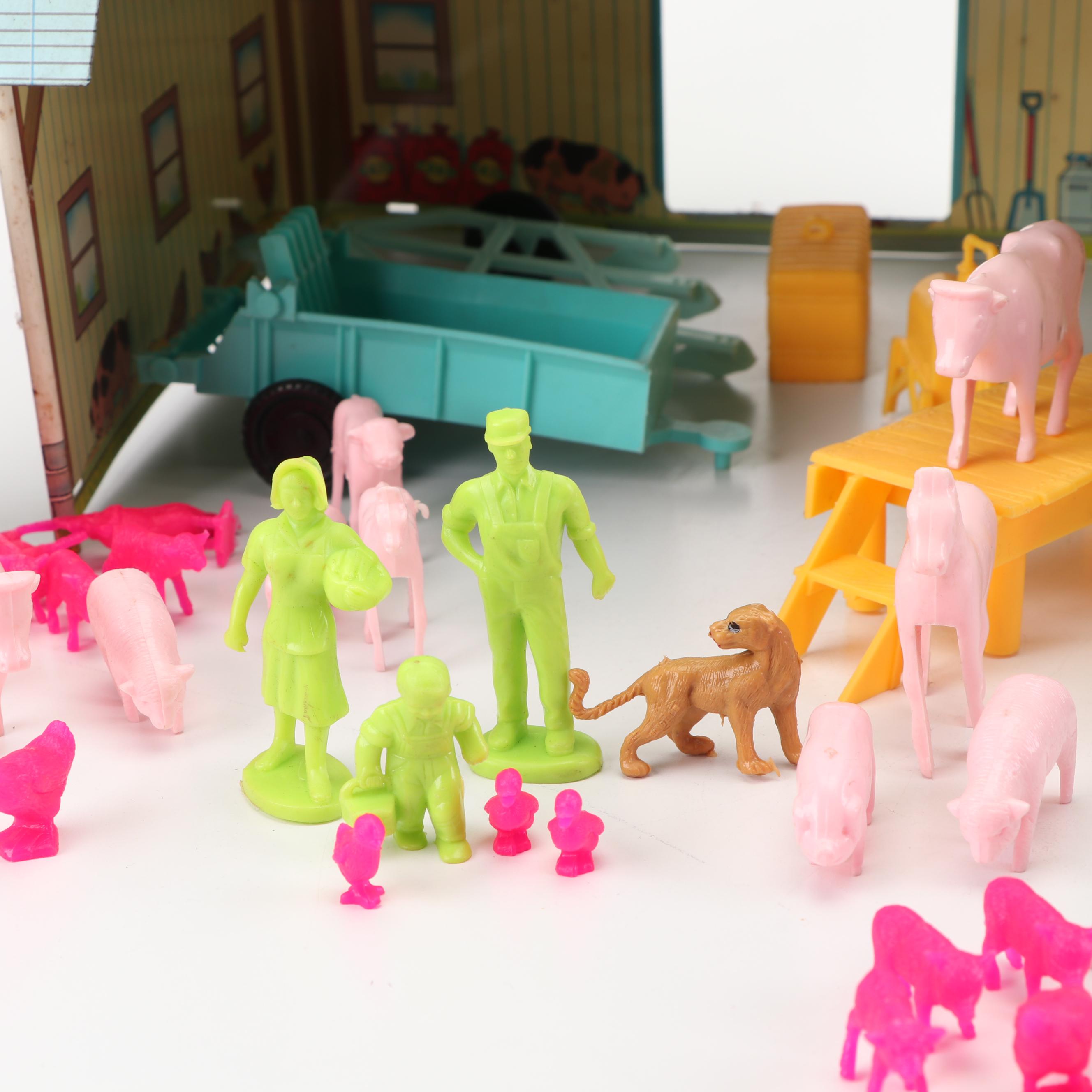 "Valley View Farm" Toy Set including Barn, Equipment, and Animals, Mid-20th C.