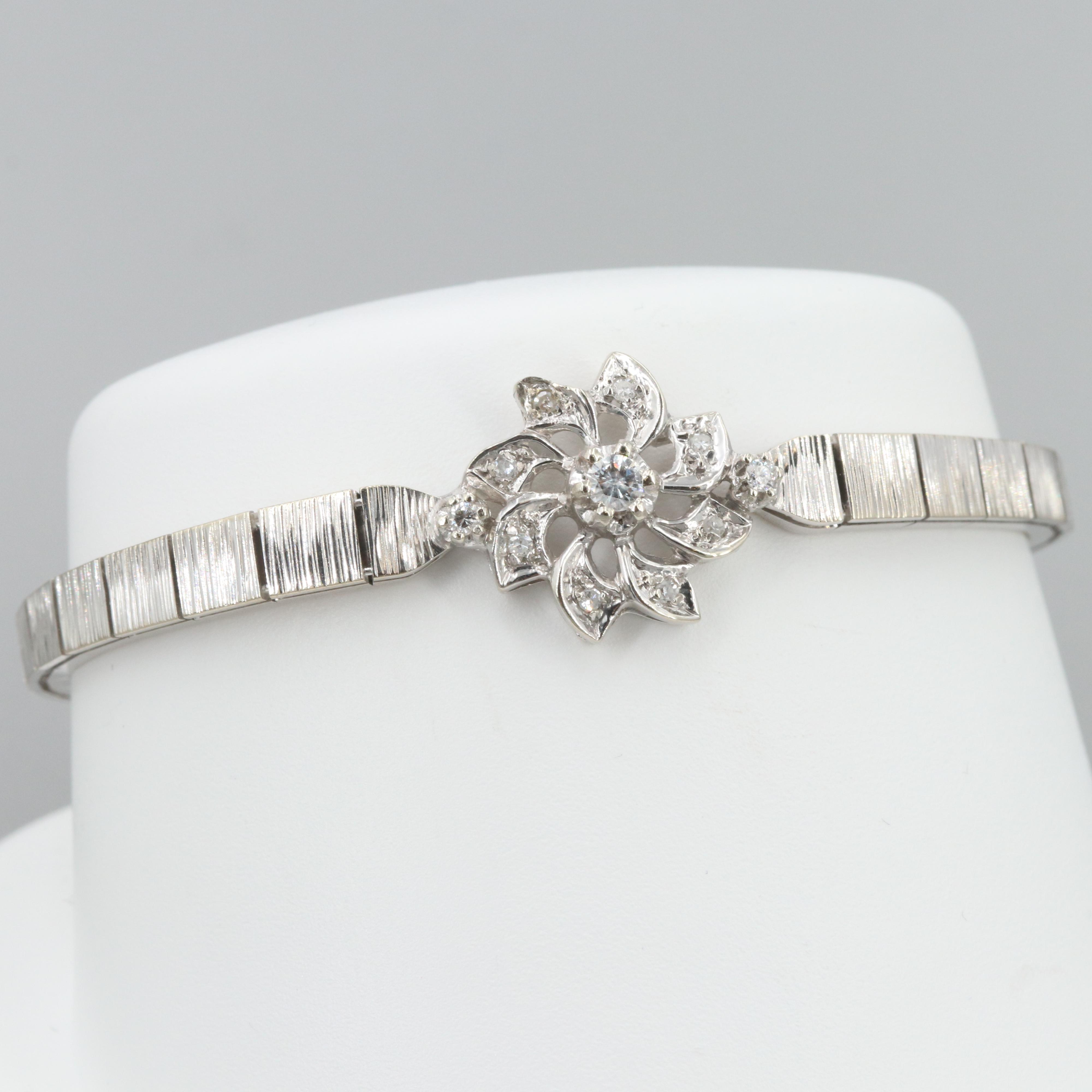 14K White Gold Diamond Bracelet