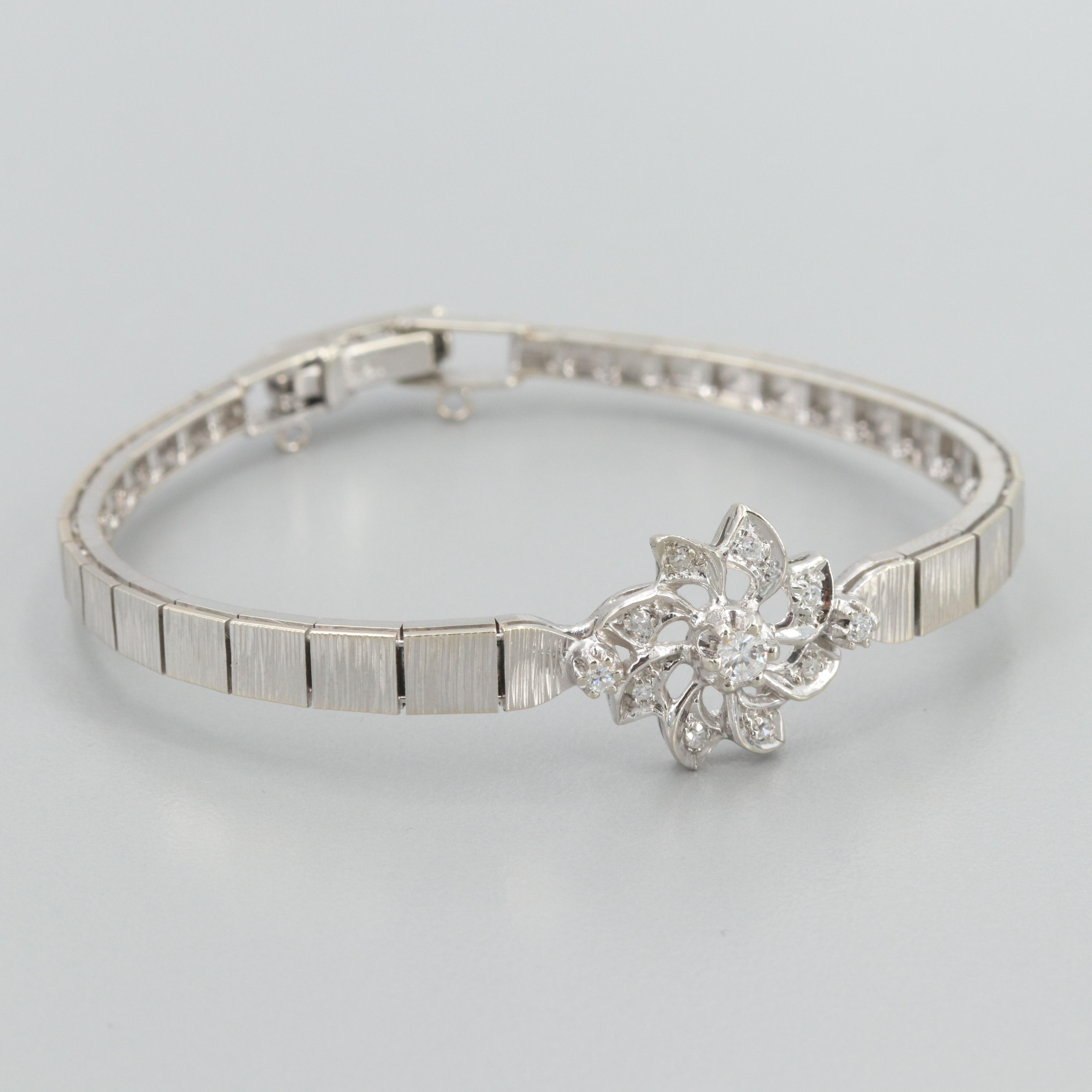 14K White Gold Diamond Bracelet