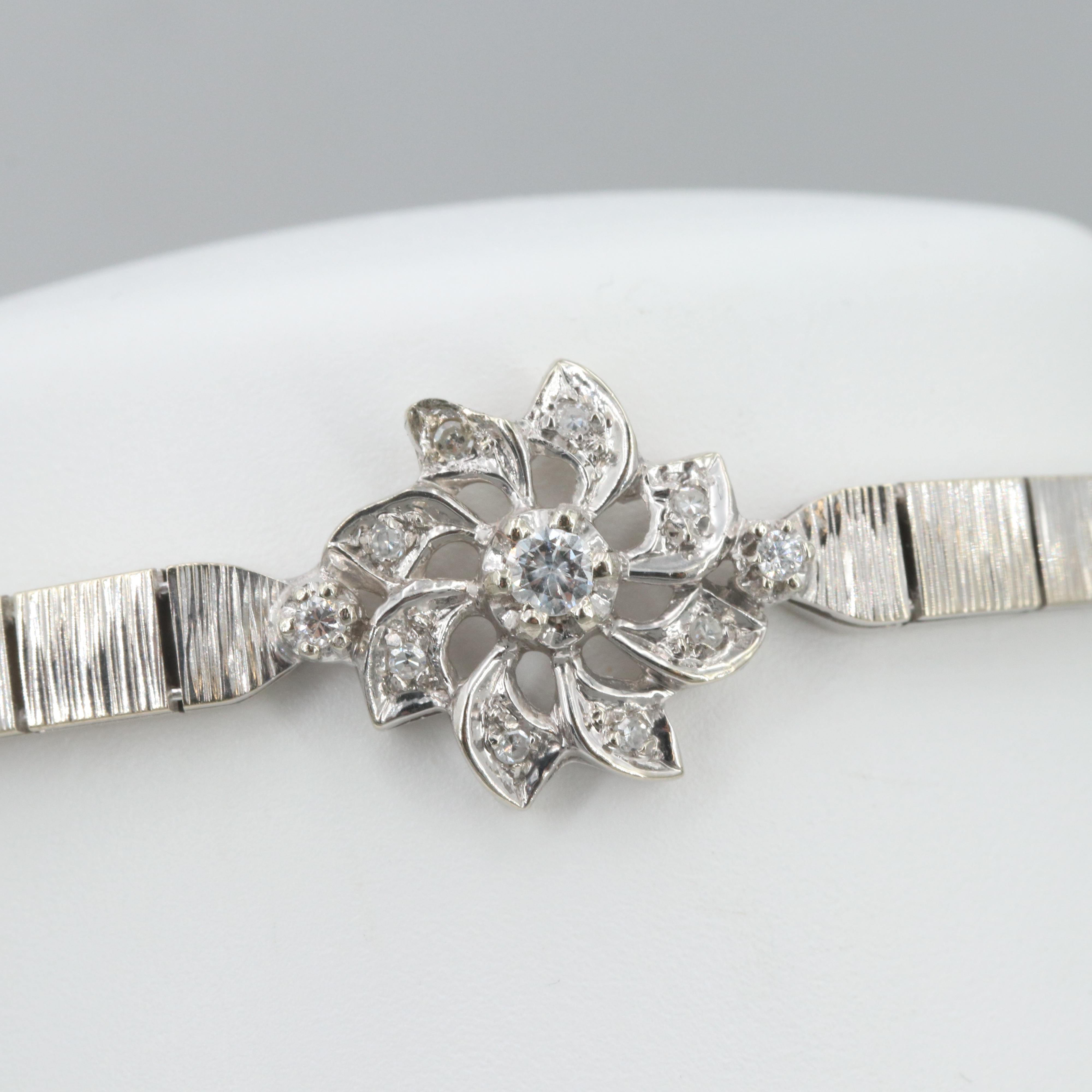 14K White Gold Diamond Bracelet