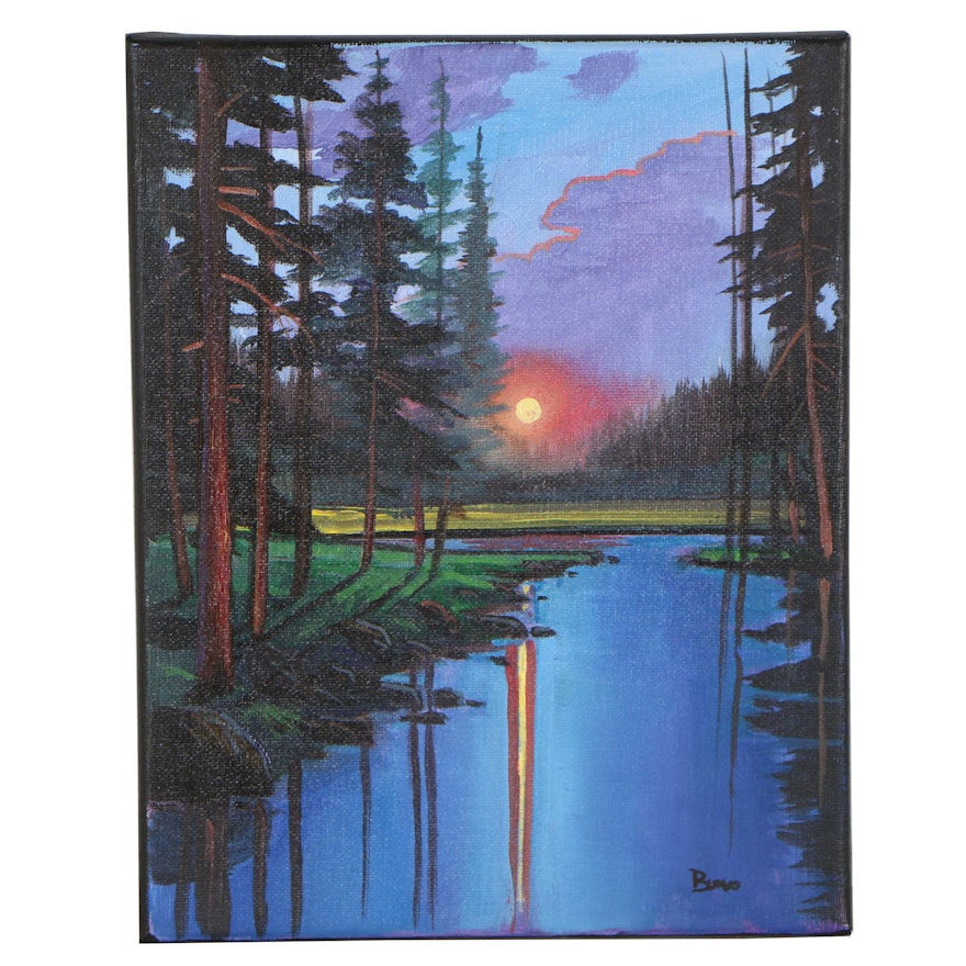 Douglas “Bumo” Johnpeer Oil Painting "Tree Lane"