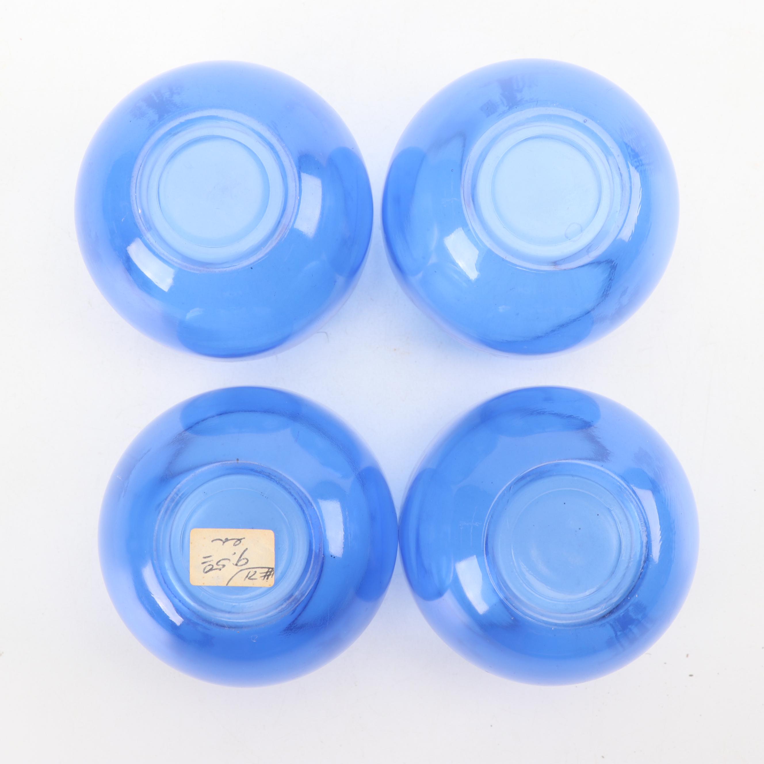 Cobalt Glass Serveware and Oil Lamp featuring Colony, with Hazel Atlas