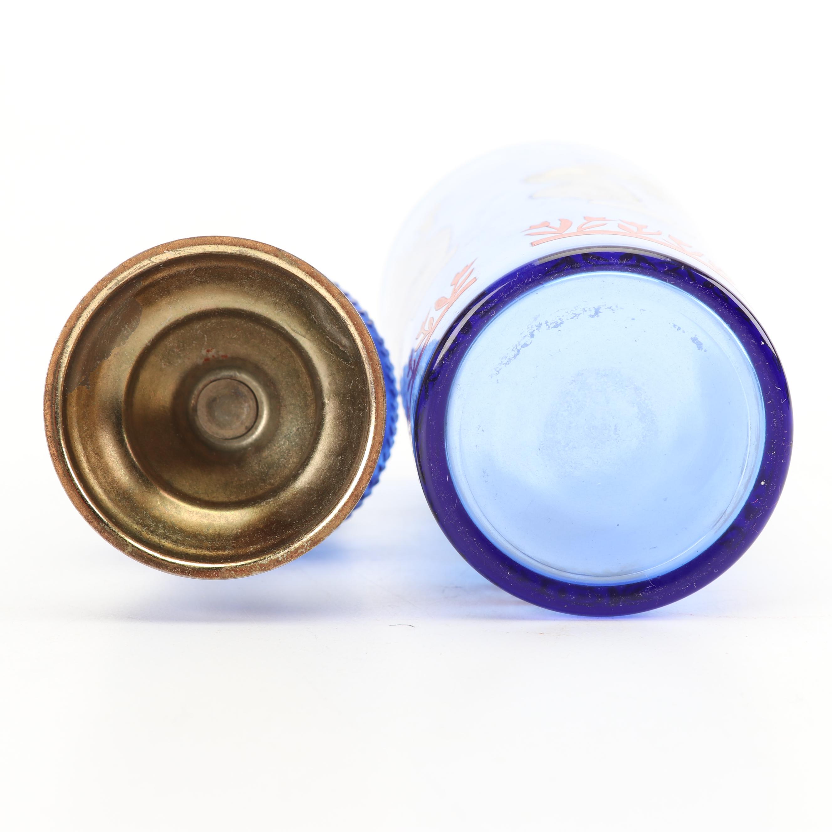 Cobalt Glass Serveware and Oil Lamp featuring Colony, with Hazel Atlas