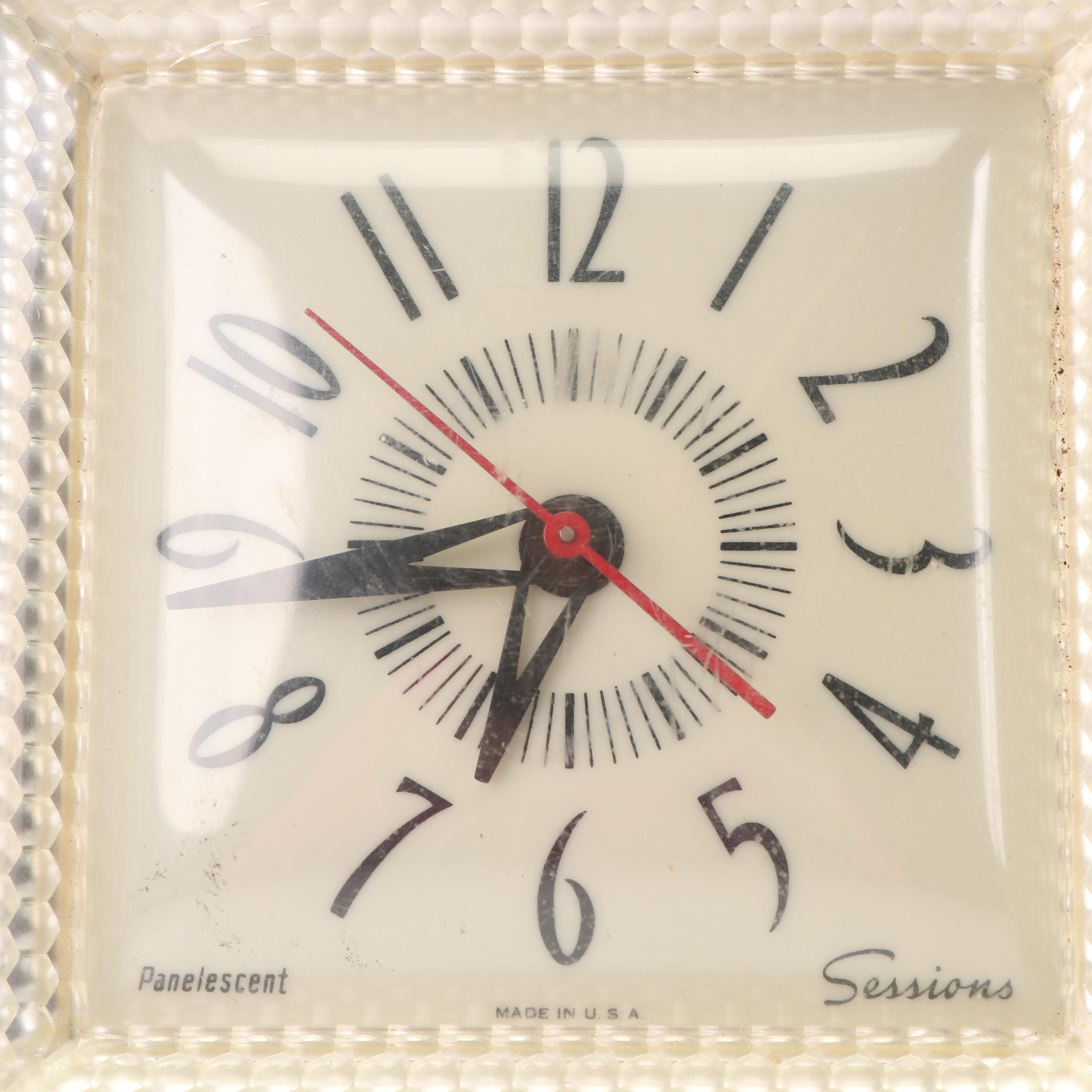 Sessions "Panelescent" Electric Wall Clock, Mid 20th Century