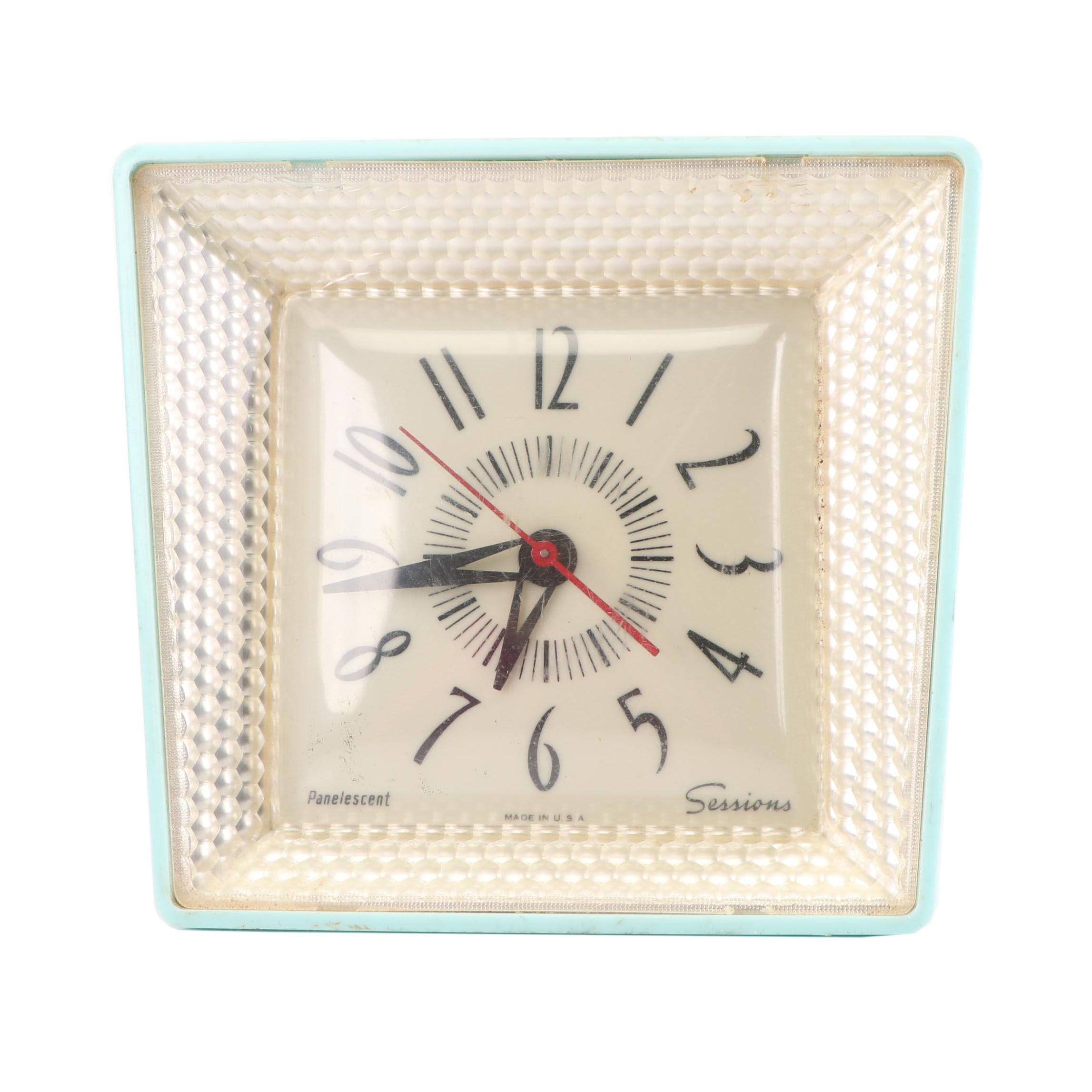 Sessions "Panelescent" Electric Wall Clock, Mid 20th Century