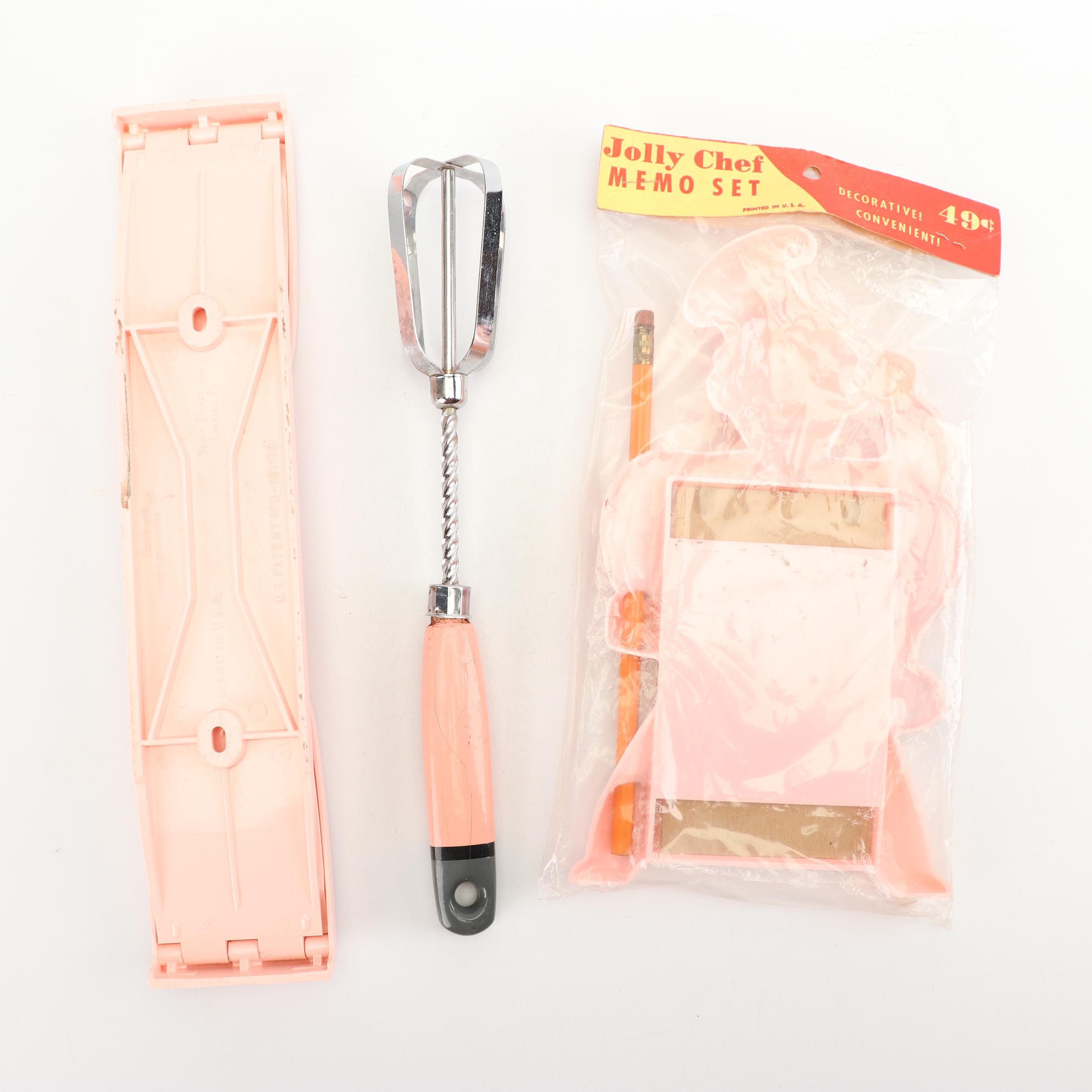 Pink Plastic Kitchen Tools and Gadgets, Mid-Century