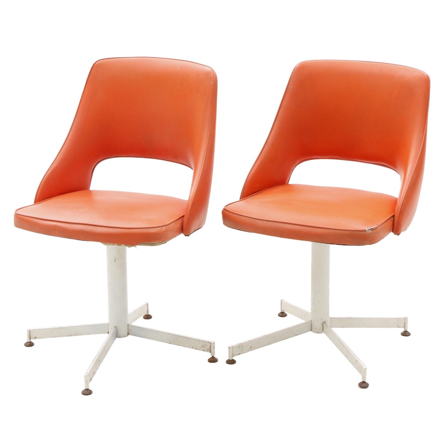 Pair of Orange Vinyl Chairs by Progressive Furniture