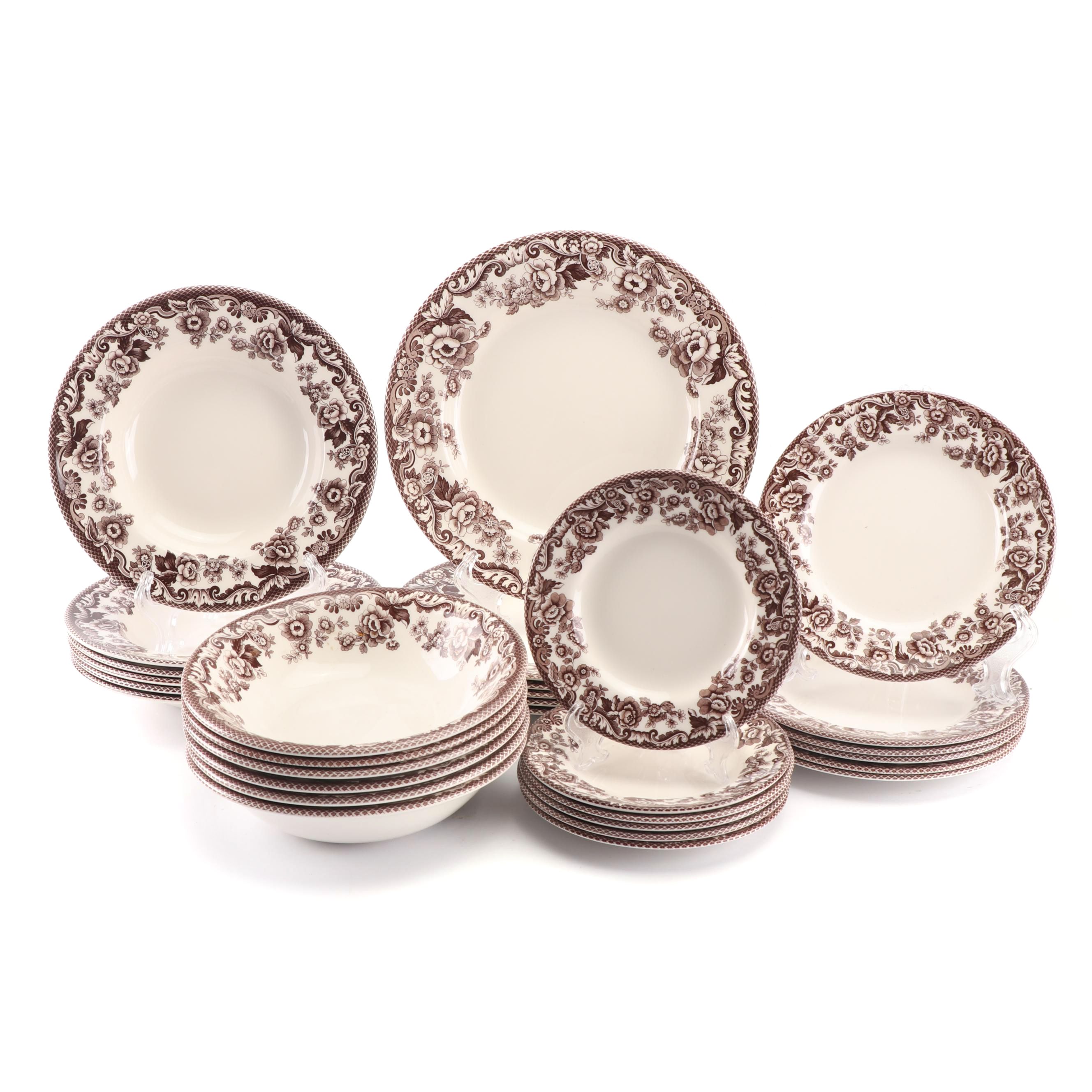 Spode "Delamere Brown" Transfer-Printed Dinnerware Service for Six