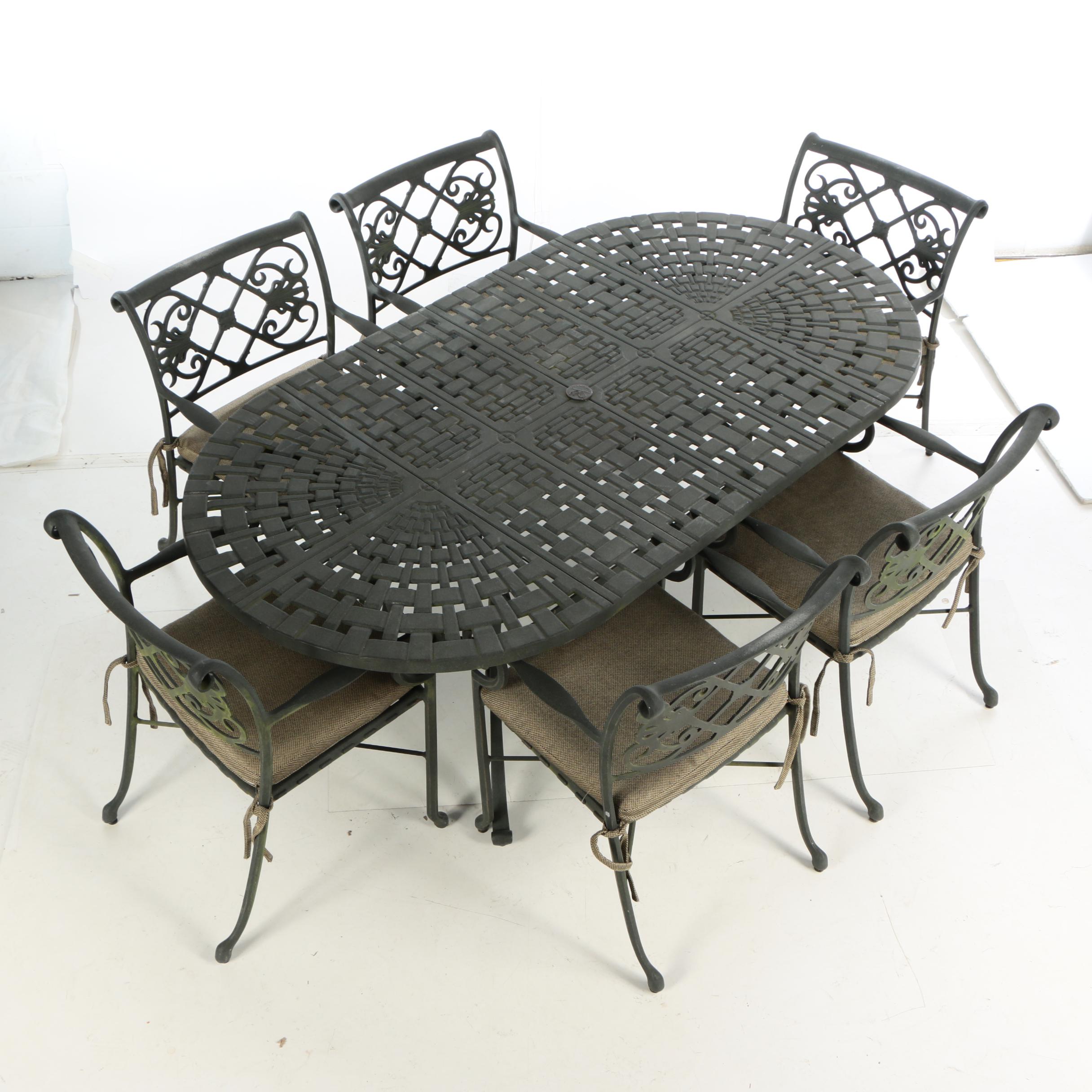 Contemporary Cast-Aluminum Seven-Piece Patio Dining Set by Windham Castings