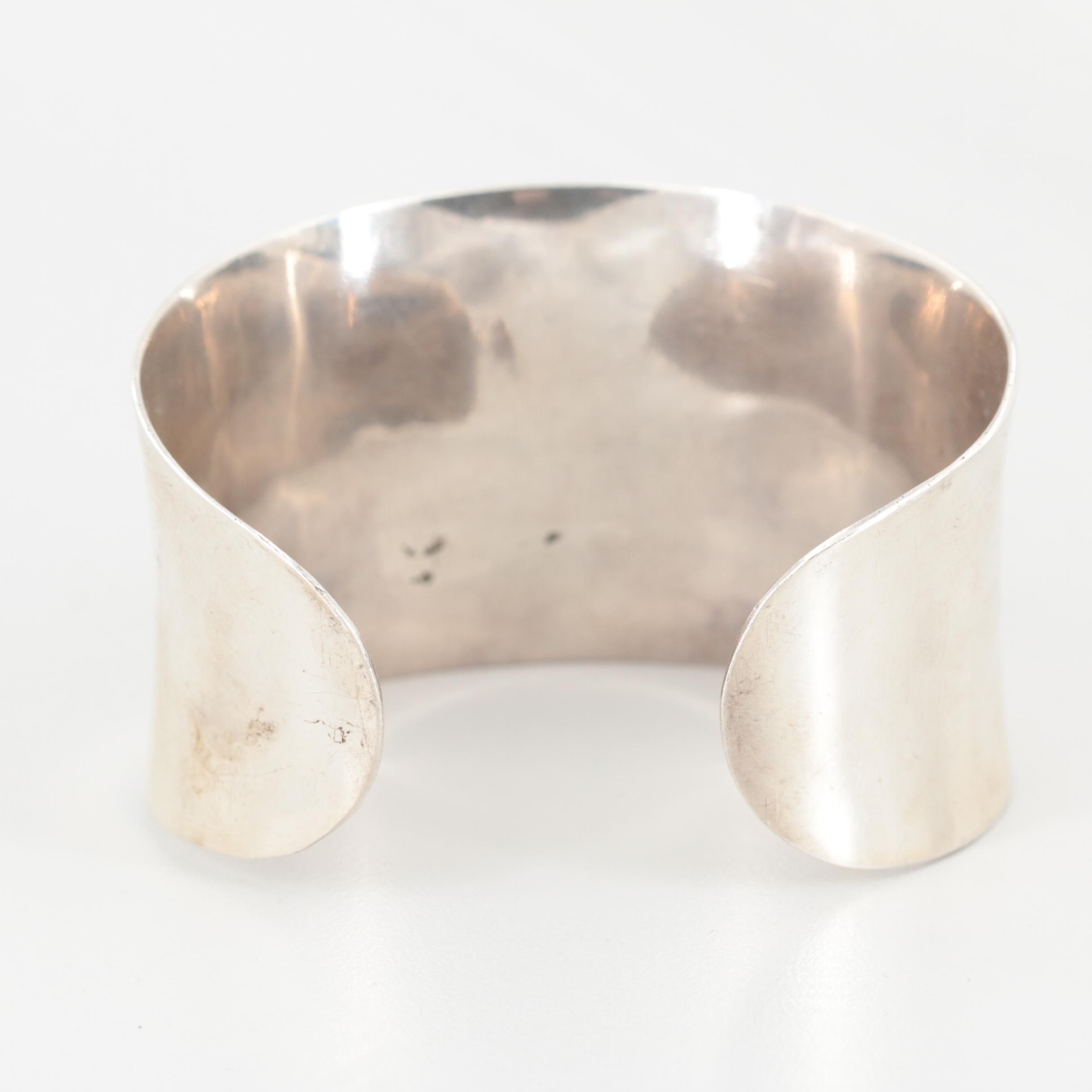 Sterling Silver Smoky Quartz, Druze and Citrine Cuff Bracelet